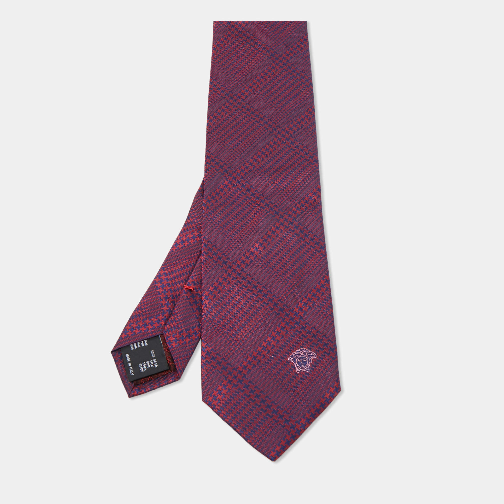 Versace Red/Navy Blue Patterned Silk Tie