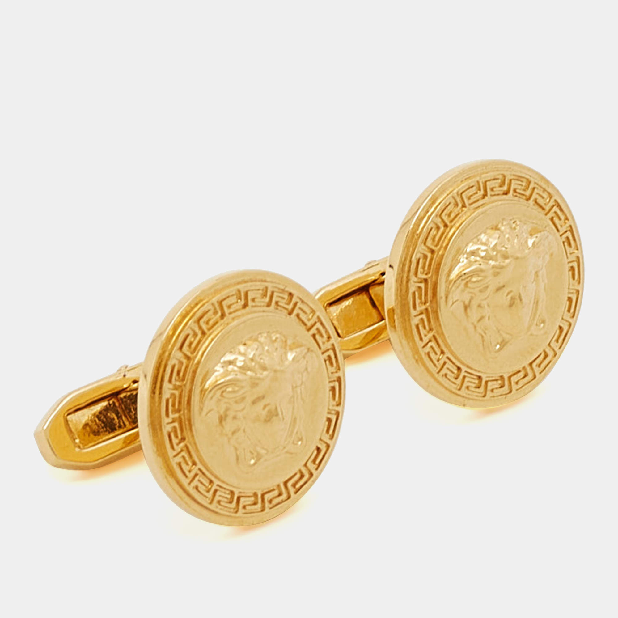 Pre Owned Versace Medusa Gold Tone Cufflinks