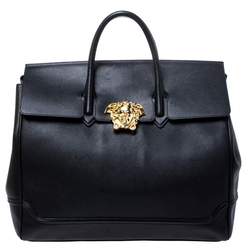 Pre Owned Versace Black Leather Palazzo Empire Tote