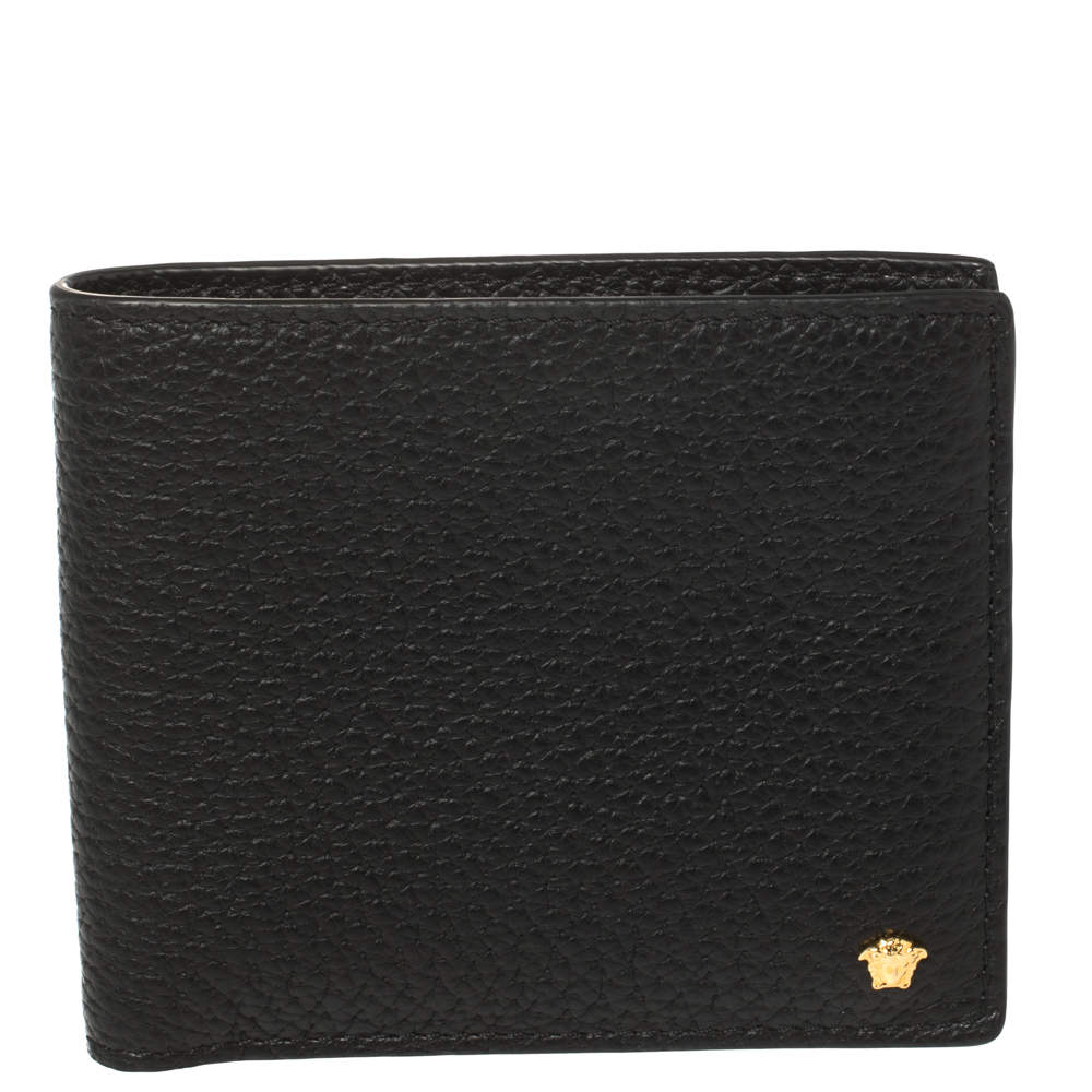 Versace Black Leather Medusa Bifold Wallet