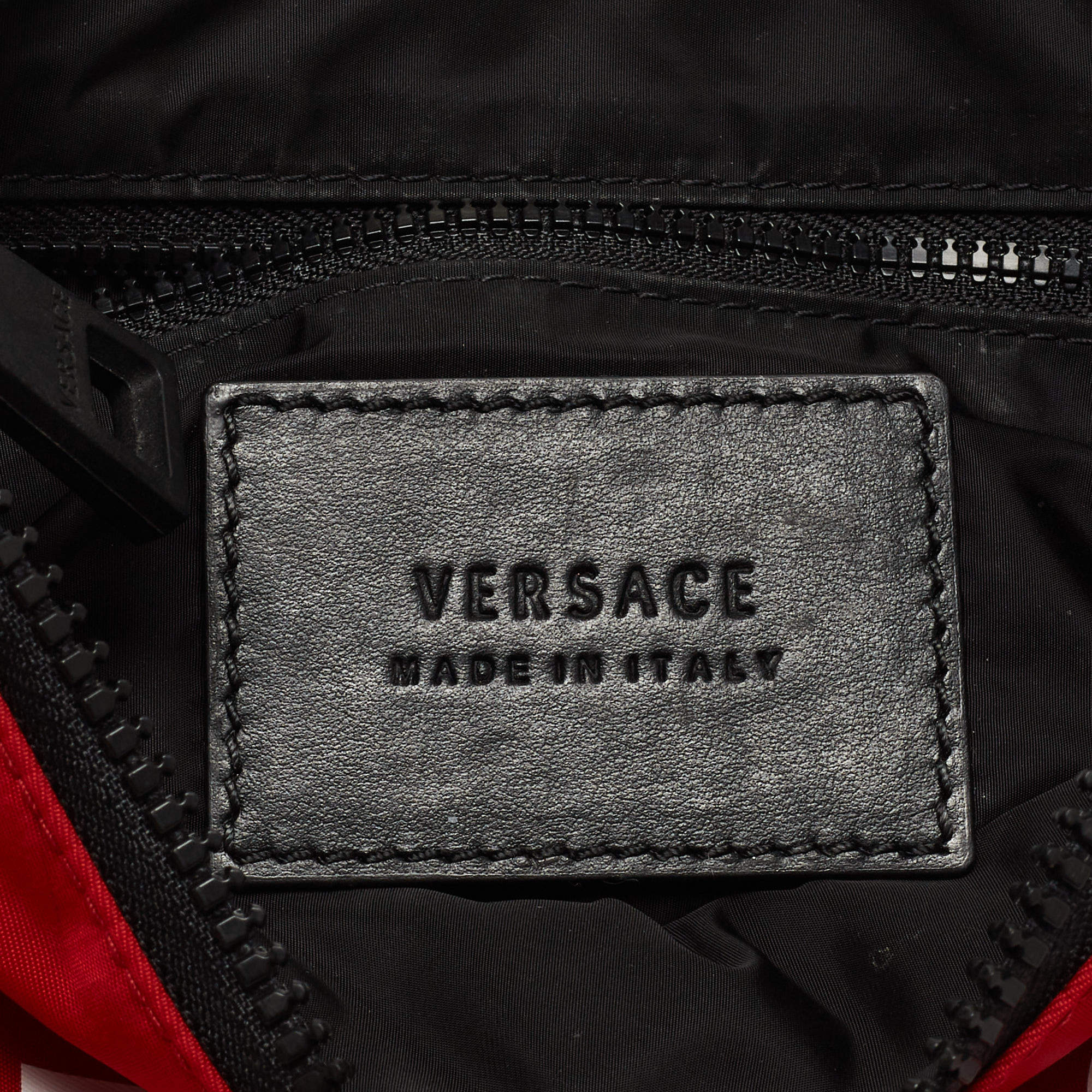 Versace Red/Black Logo Nylon Slim Pouch Versace