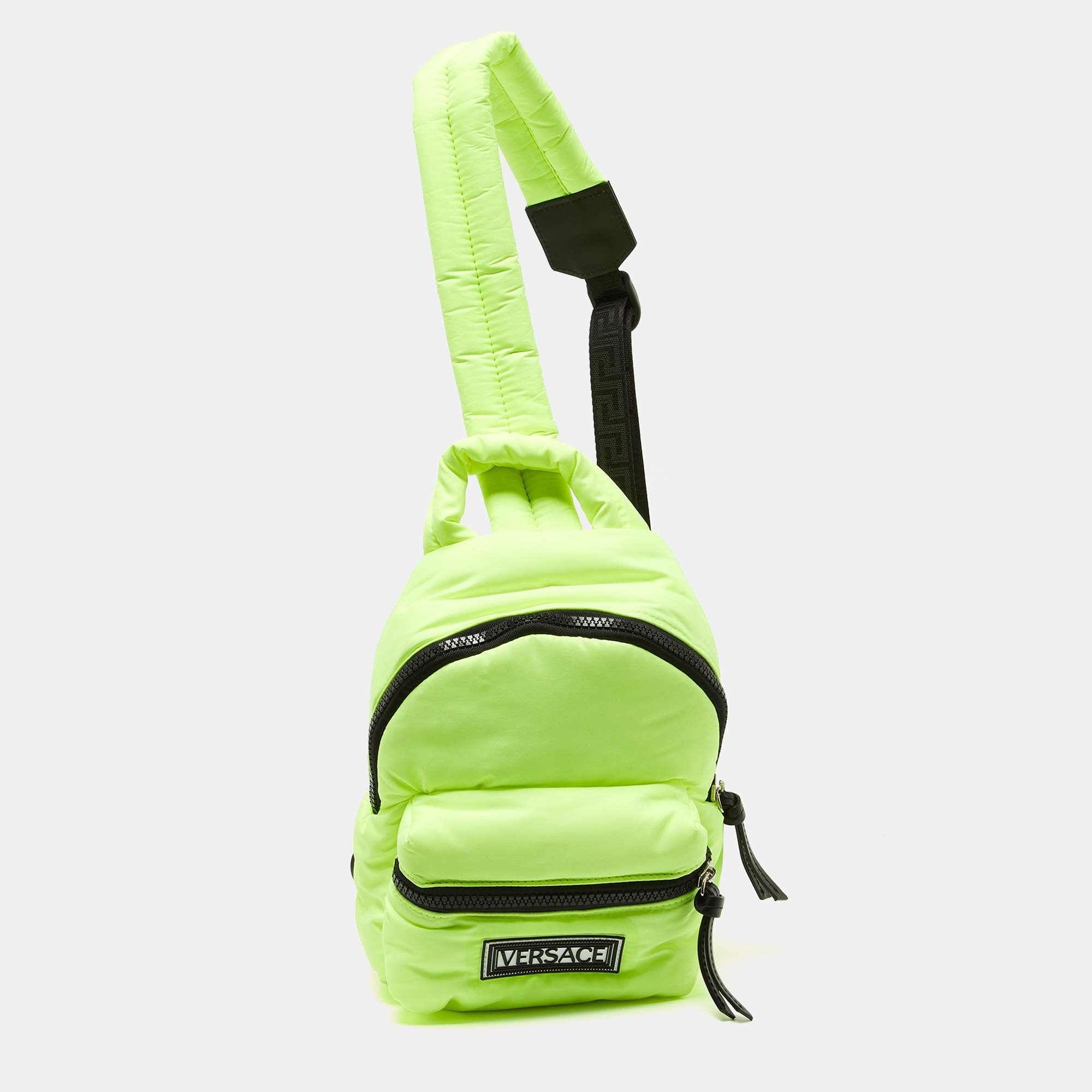 Versace Neon Yellow Nylon Sling Bag