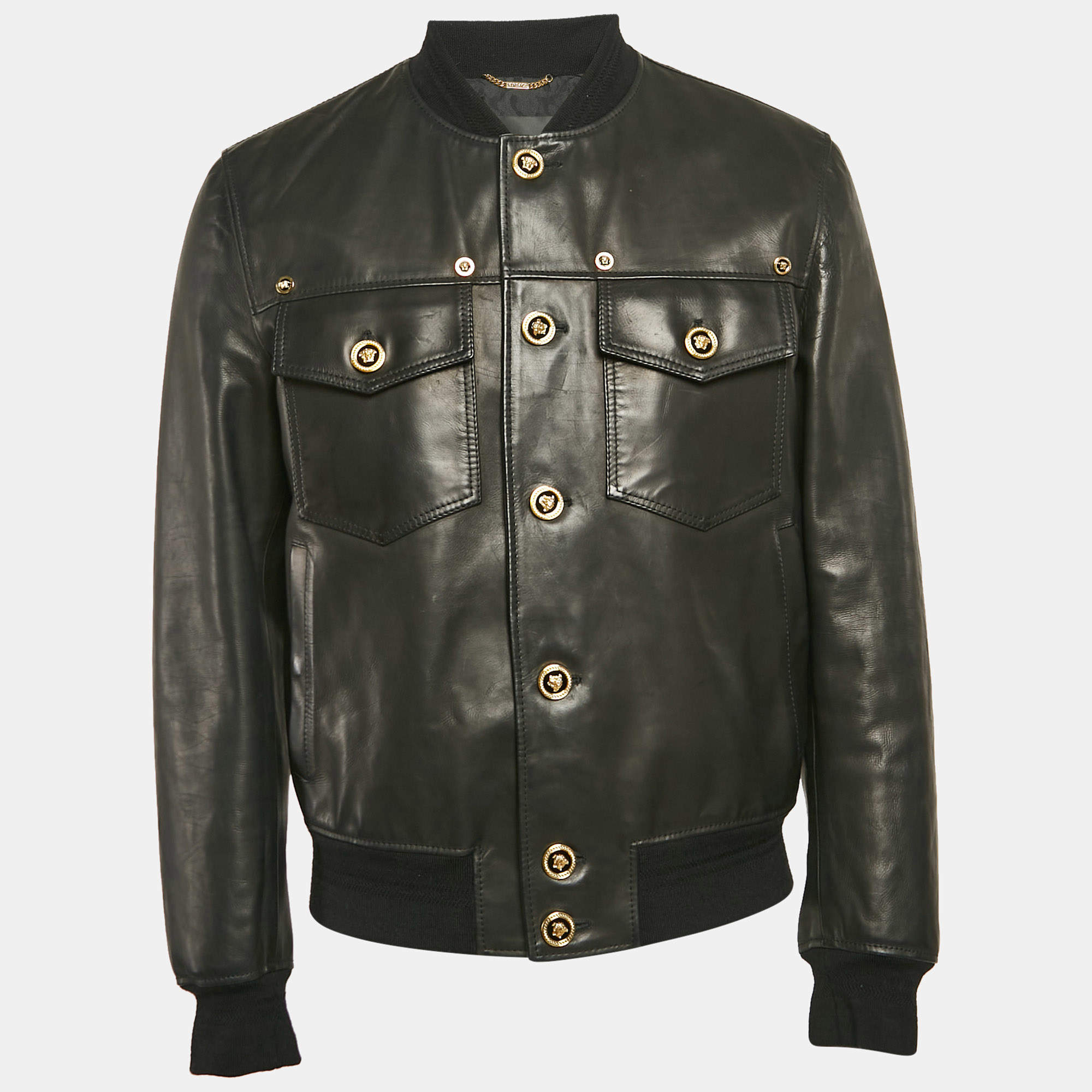 専用VERSACE Leather Raiders Jacket Versace Leather Biker Jacket | Black | FARFETCH