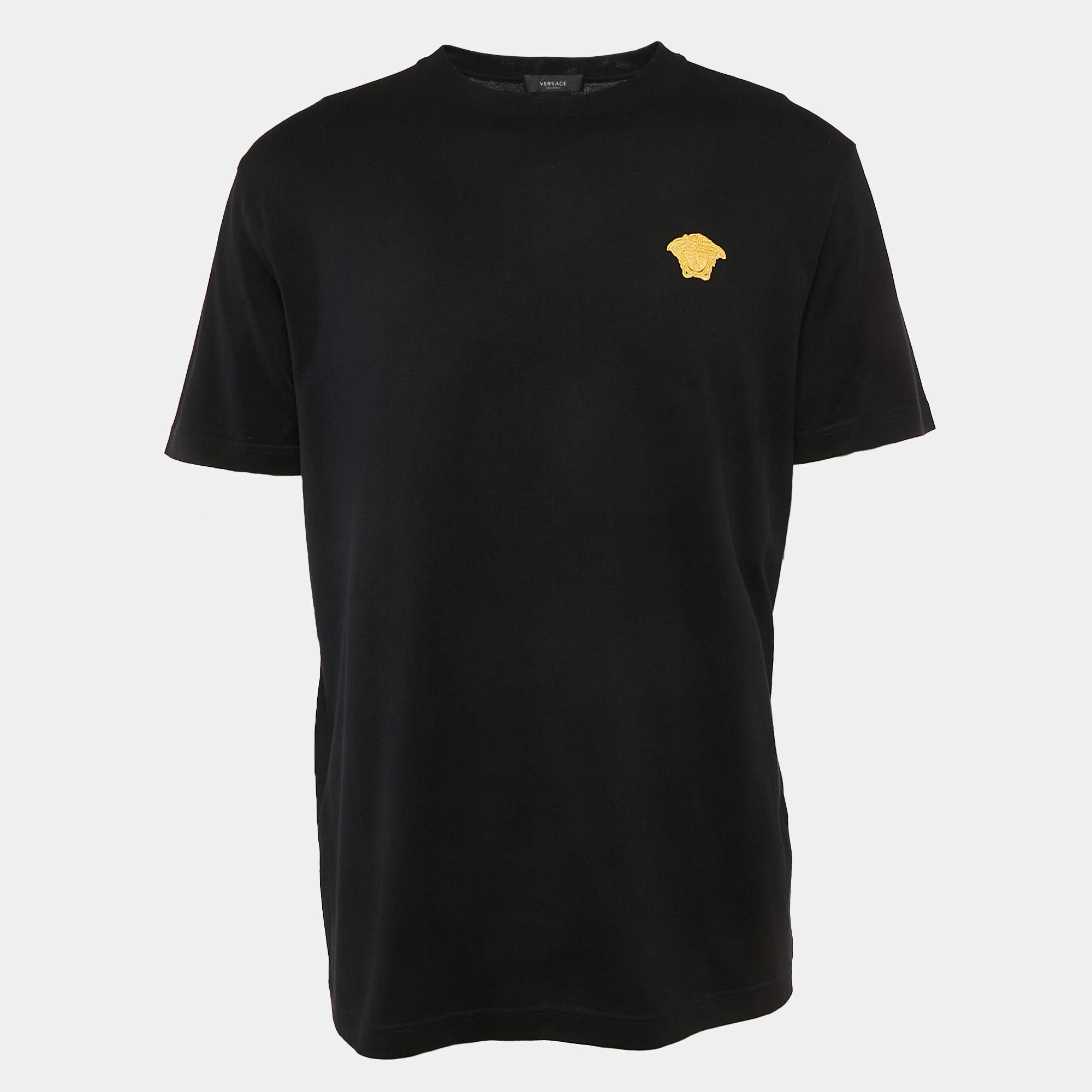 Versace Black Medusa Applique Jersey Crewneck Shirt XXL