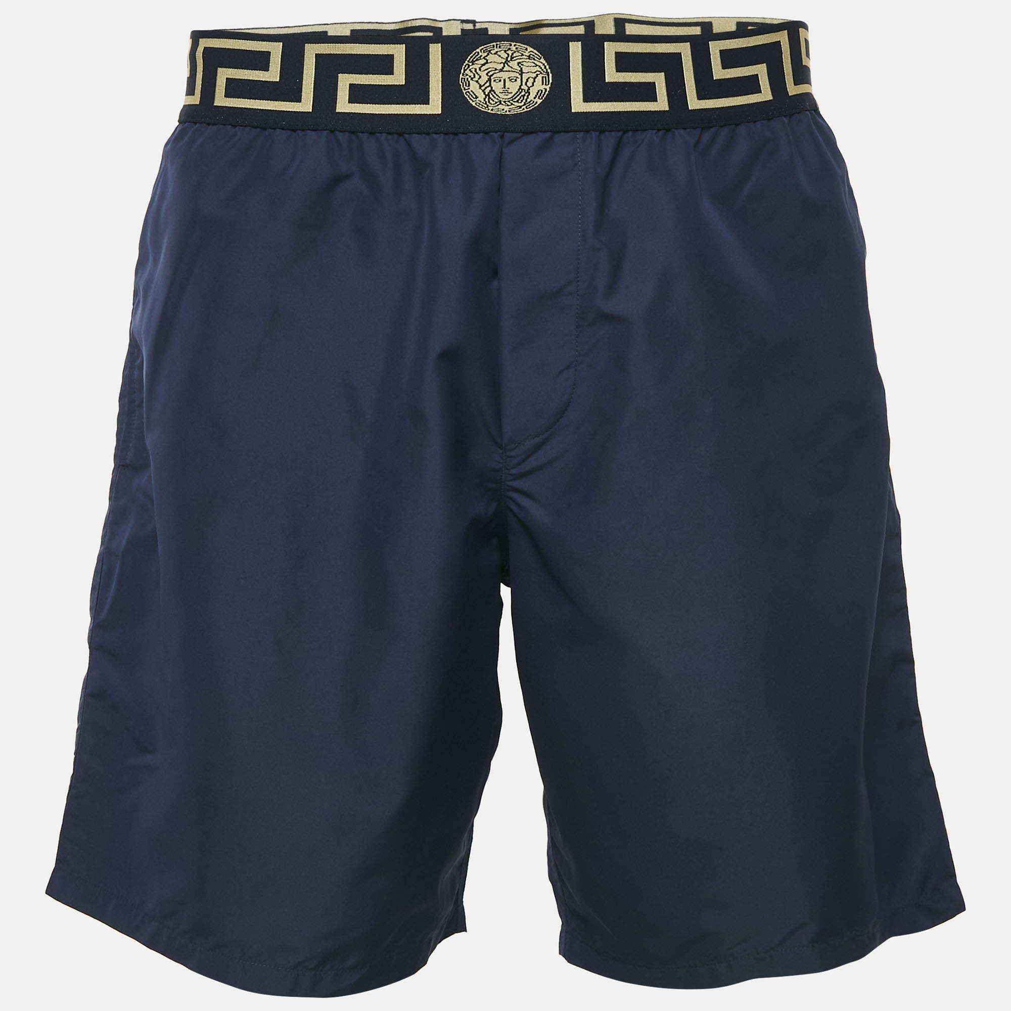 Versace Blue Greca Border Synthetic Swim Shorts L