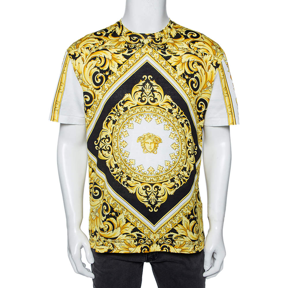 Pre Owned Versace Muticolor Baroque Print Cotton Crewneck T-Shirt XL 