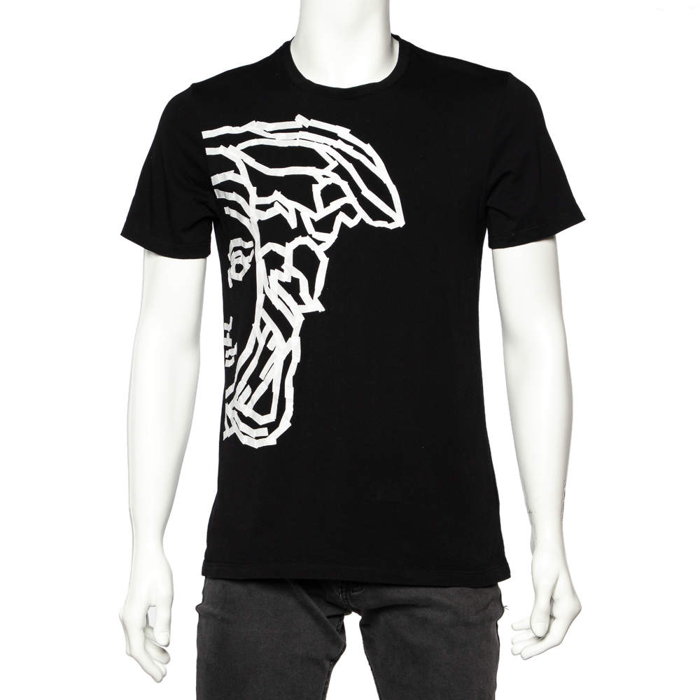 Pre Owned Versace Collection Black Medusa Head Printed Cotton Crewneck T-Shirt M