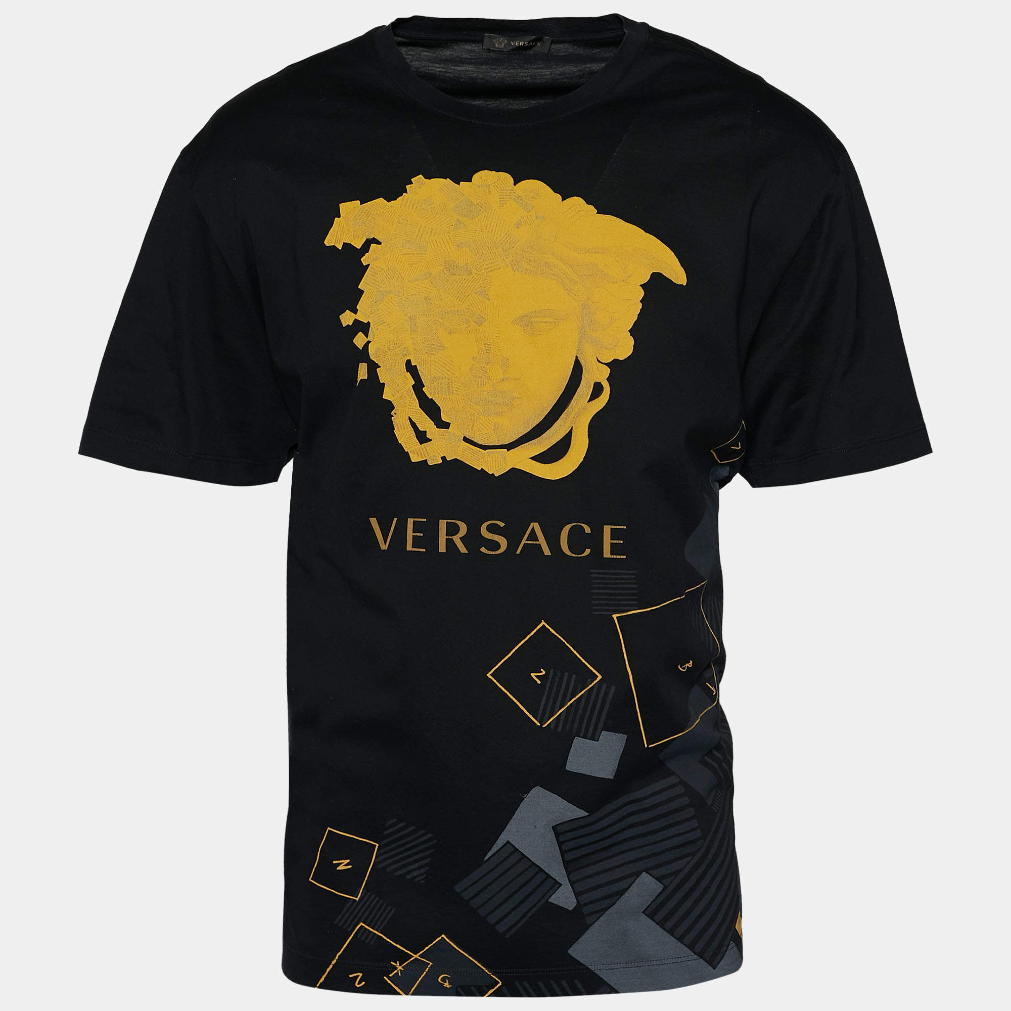 Versace Black Medusa Printed Crew Neck T-Shirt XL
