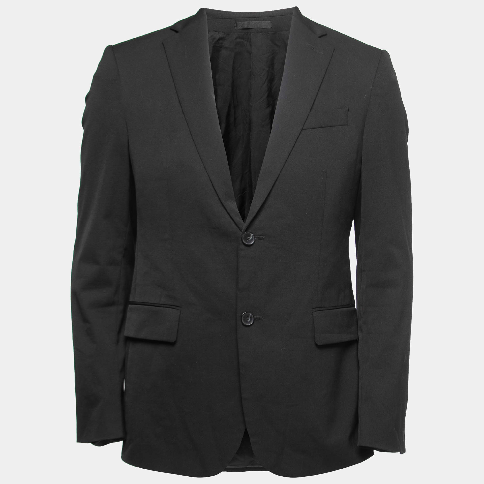 Versace Black Wool Blend Single Breasted Blazer S