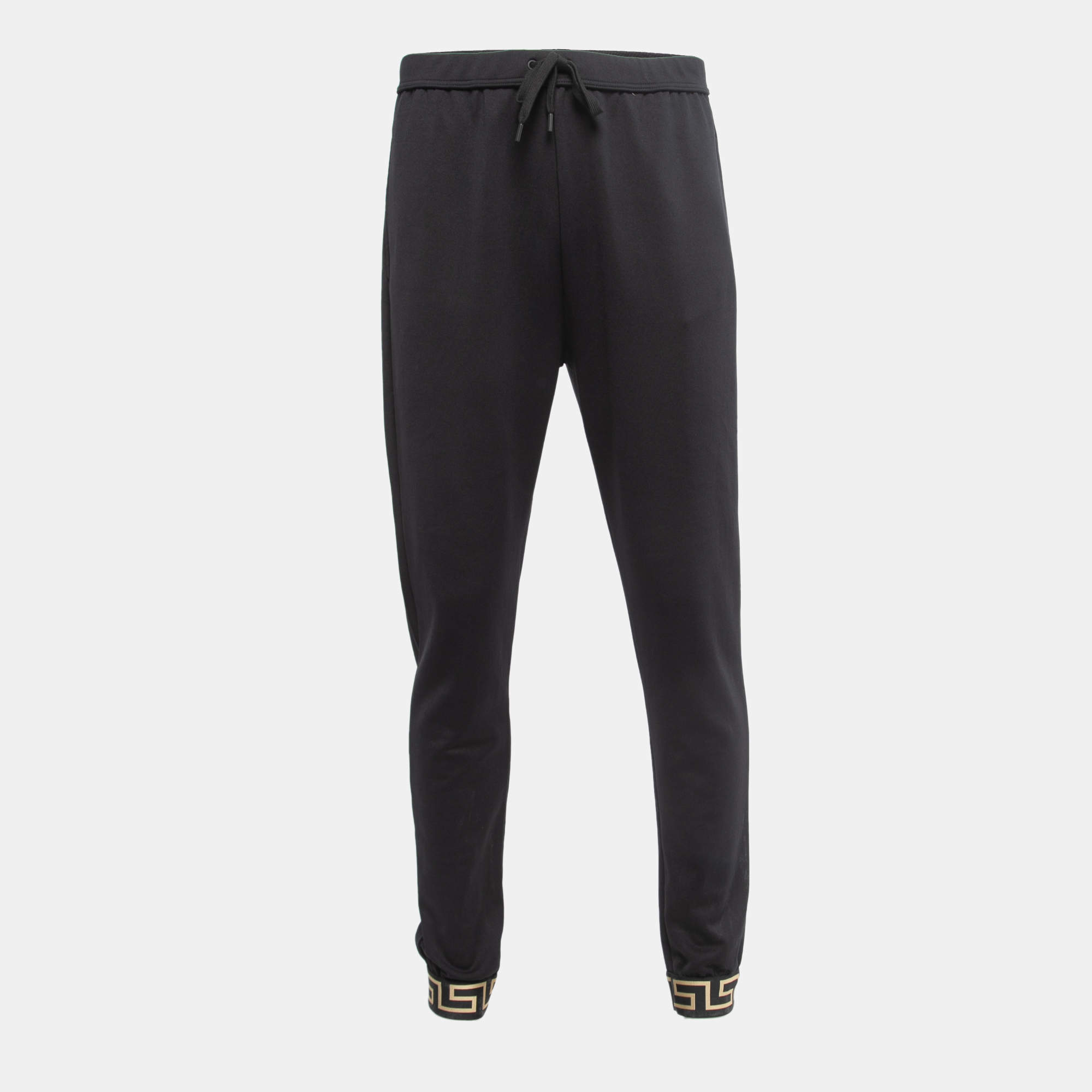 Pre Owned Versace Black Knit Medussa Logo Detail Track pants XXL