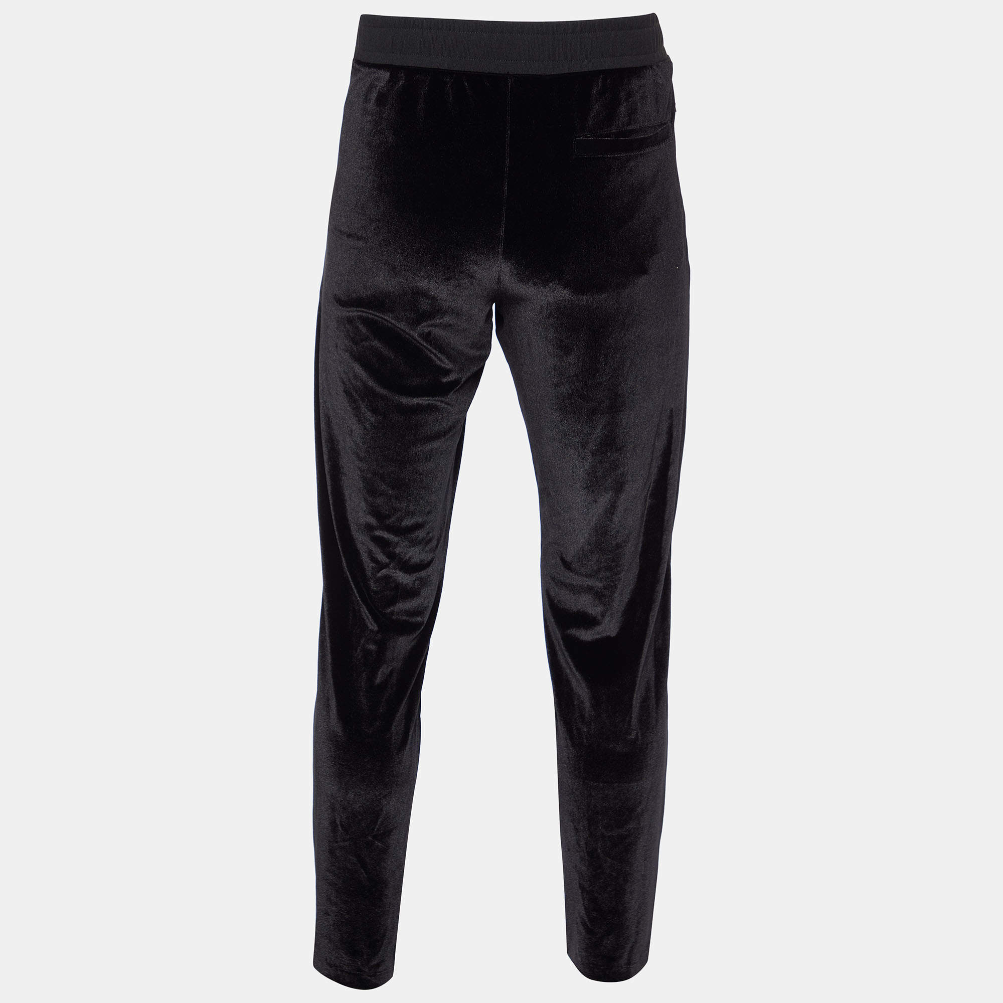 Versace Black Velour Embroidered Medusa Track Pants L Versace