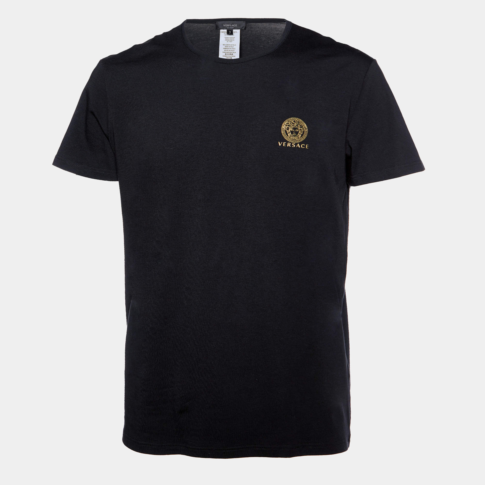 Pre Owned Versace Black Medusa Crest Printed Cotton Knit T-Shirt XXL