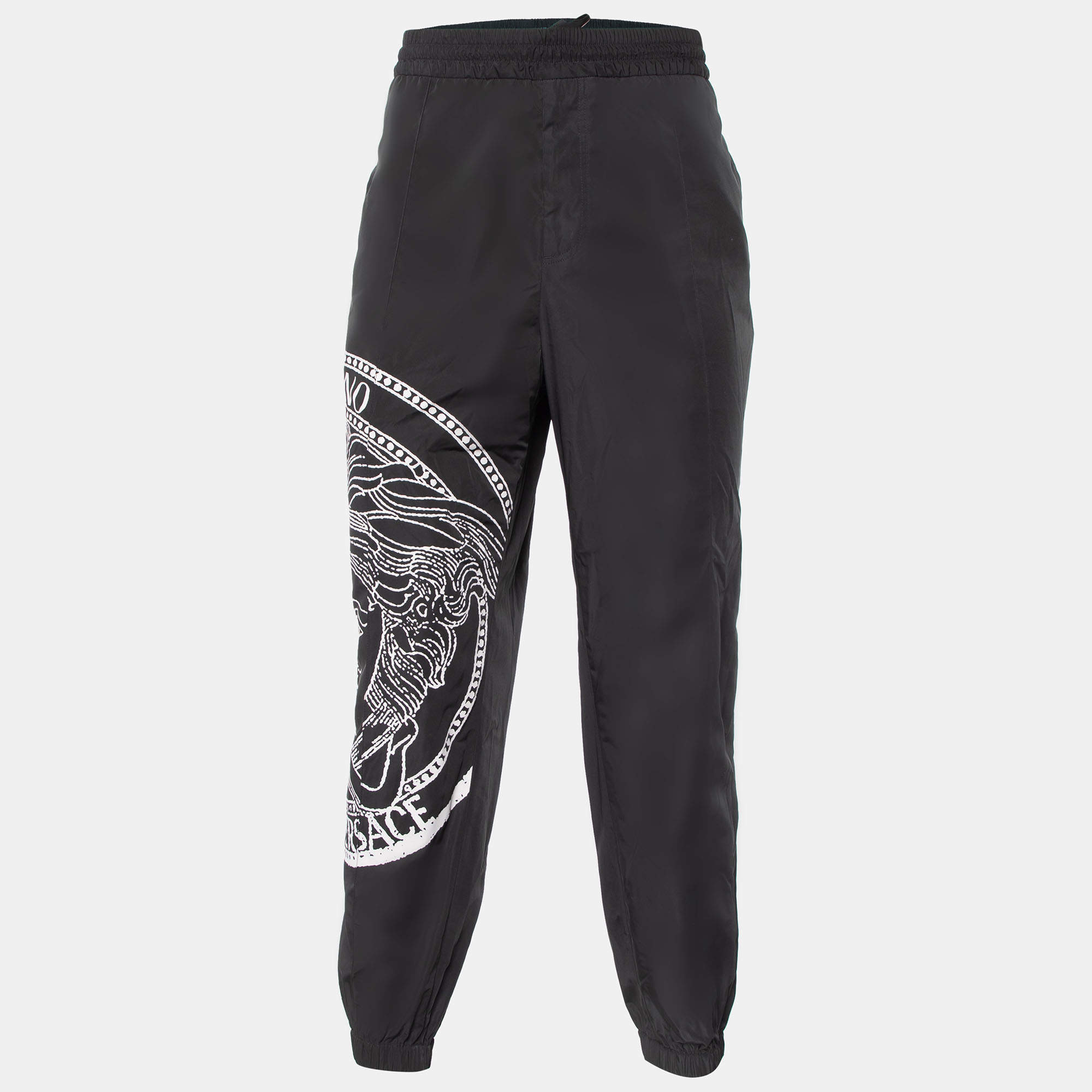 Versace Black Medusa Printed Polyester Joggers XL
