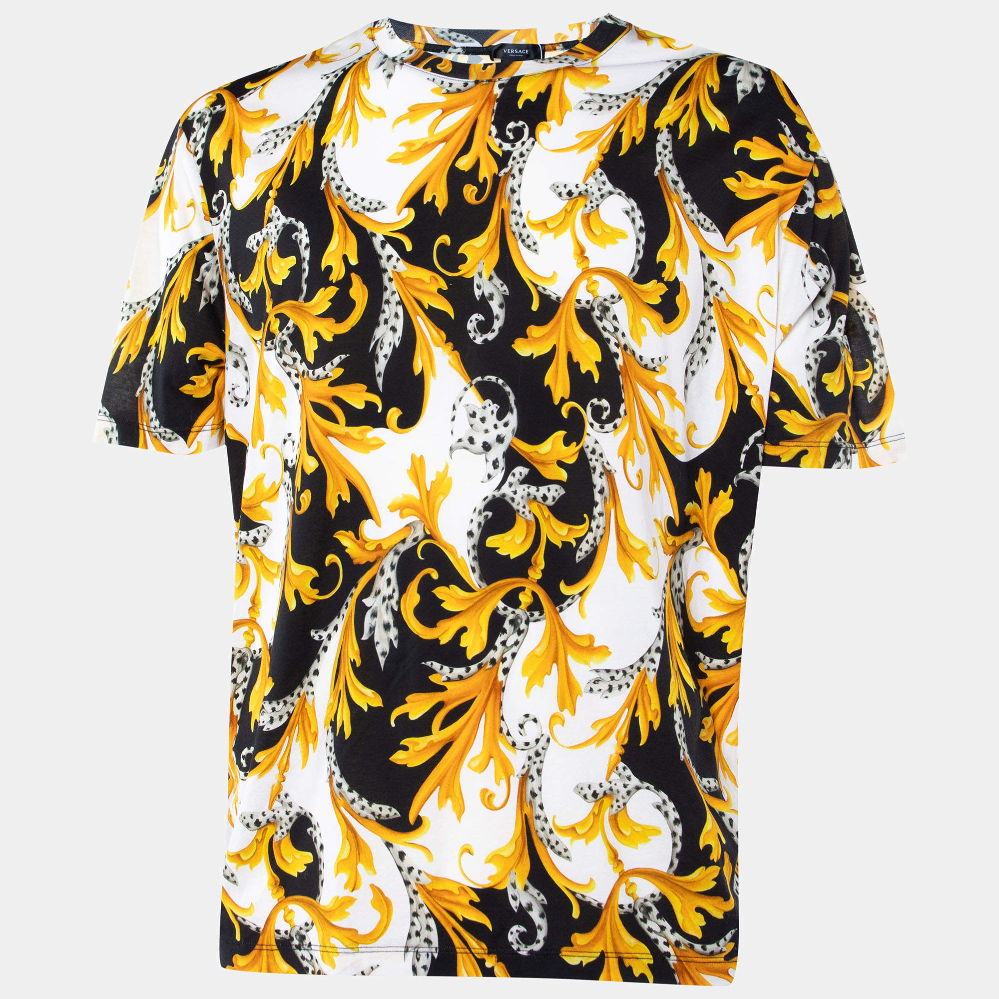 Versace Multicolor Acanthus Printed Cotton Knit T-Shirt XXL
