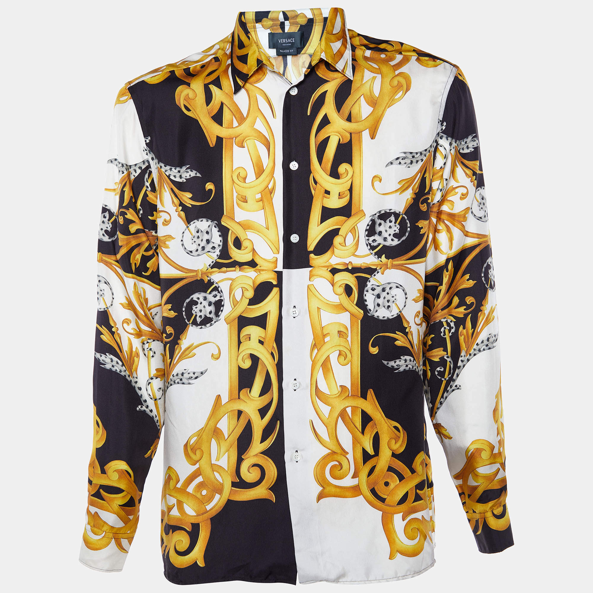 Versace Multicolor Baroque Printed Silk Button Front Shirt XL