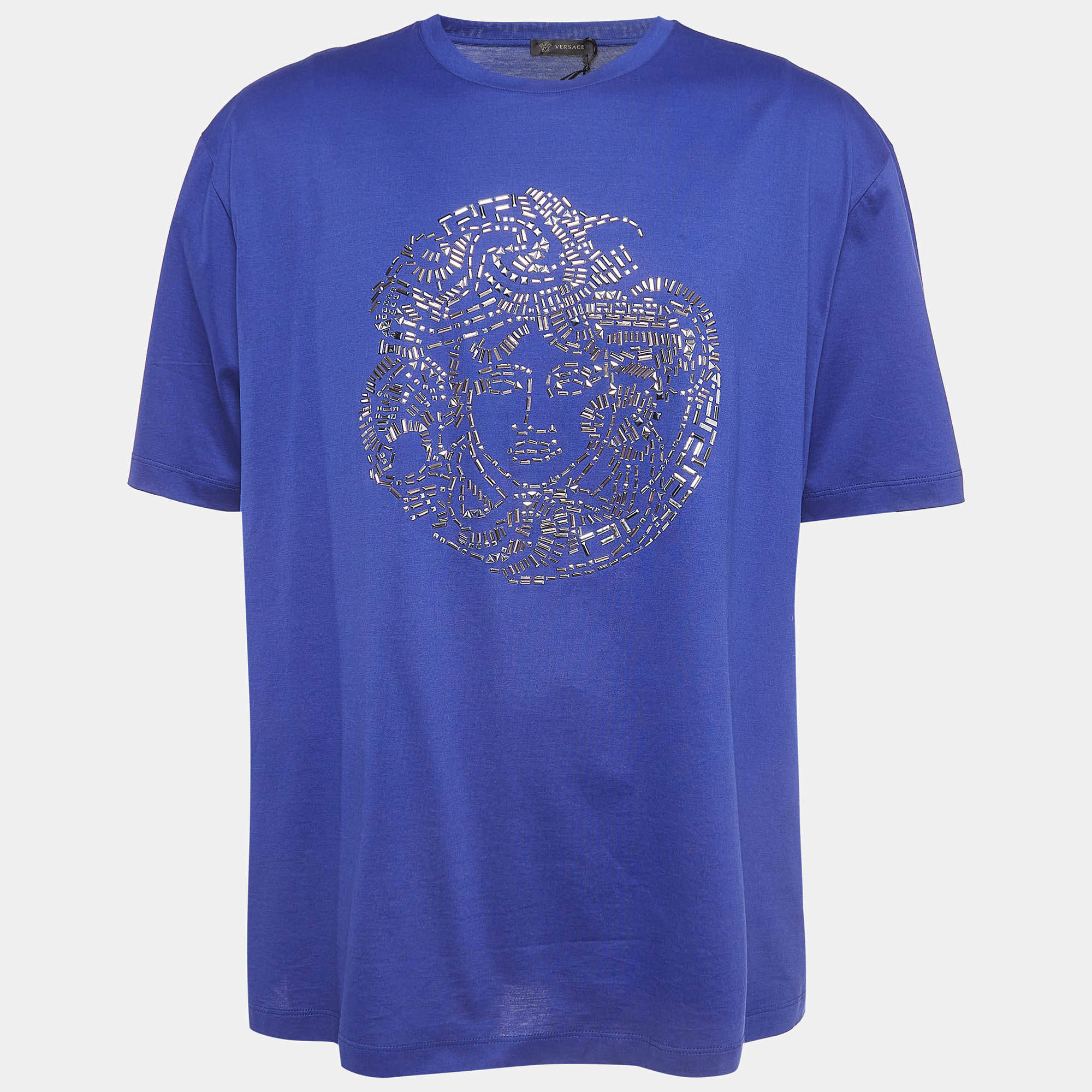 Versace Purple Medusa Icon Studded Cotton T-shirt 5XL