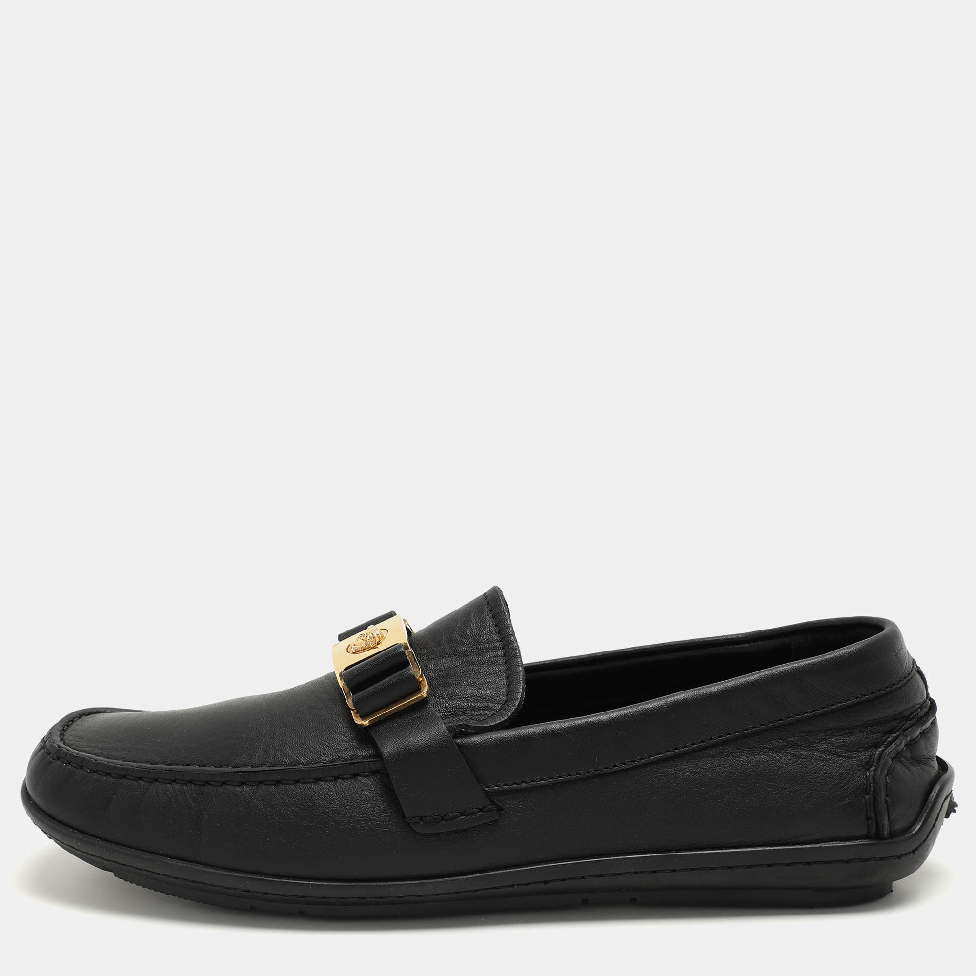 Versace Black Leather Medusa Loafers Size 43