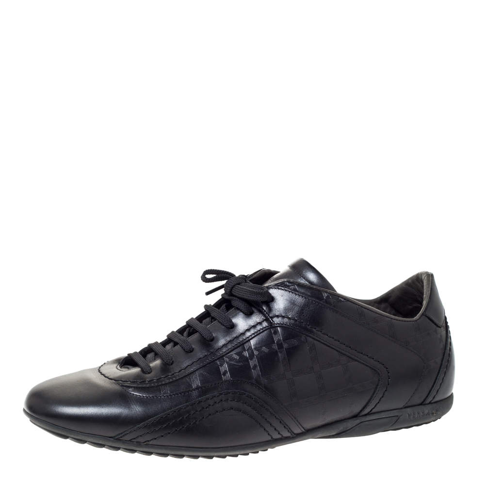 Versace Black Leather Low Top Sneakers Size 44