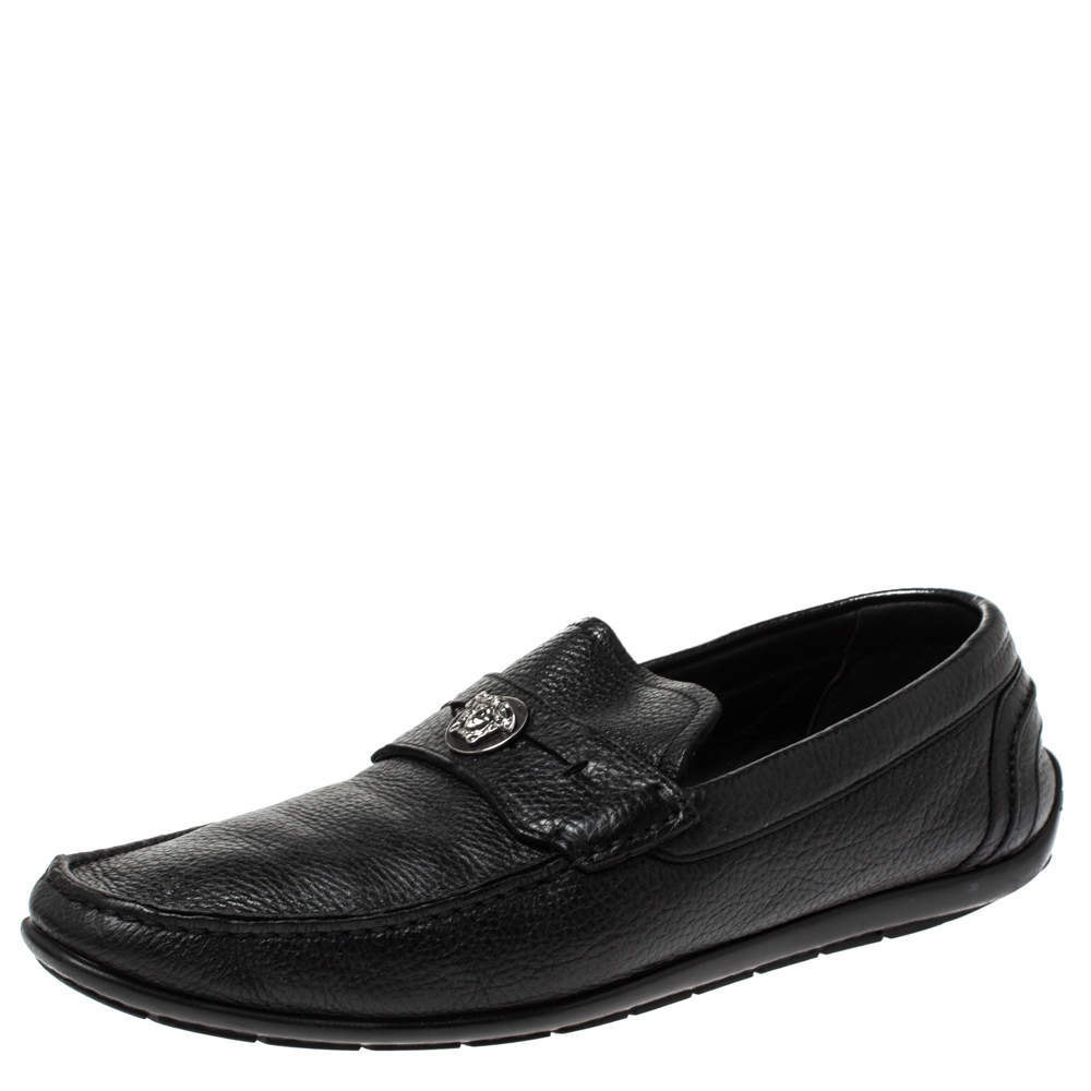 Versace Black Leather Medusa Detail Slip On Loafers Size 42 Versace ...