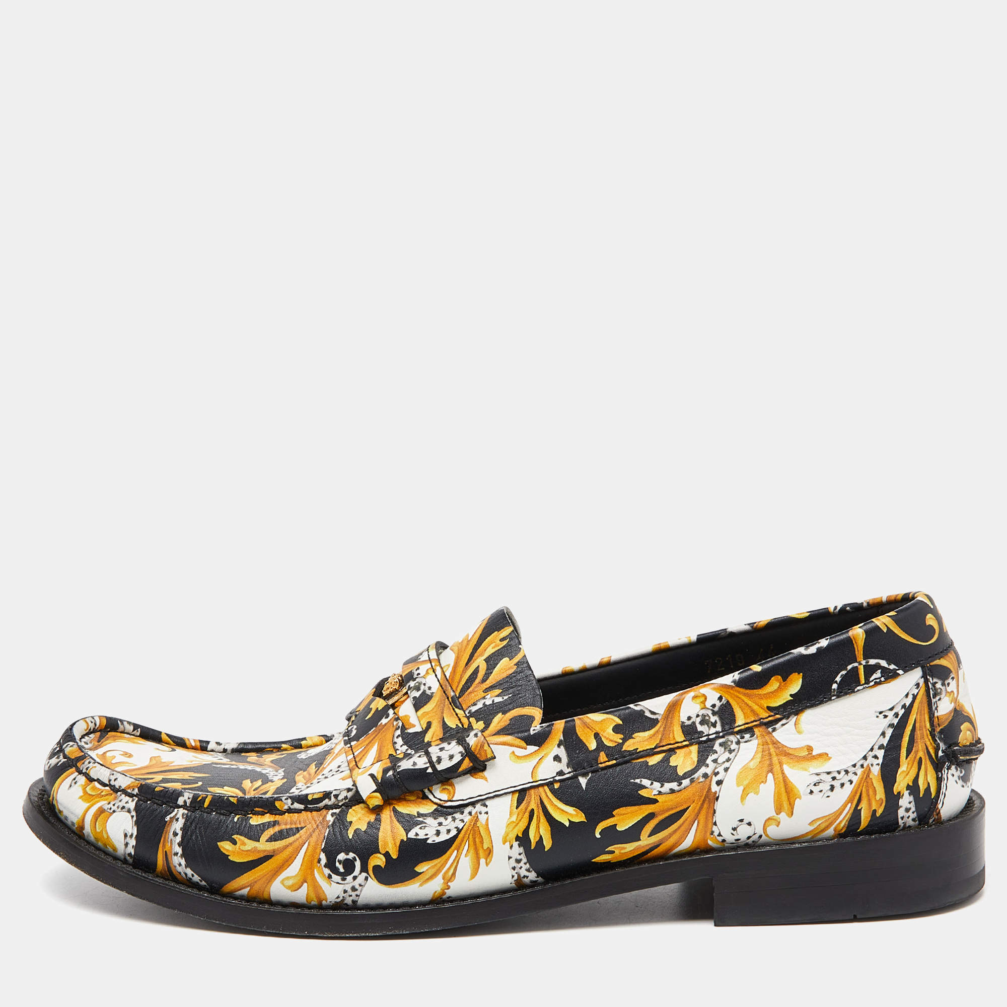 Versace Multicolor Leather Baroque Drivers Loafers Size 44