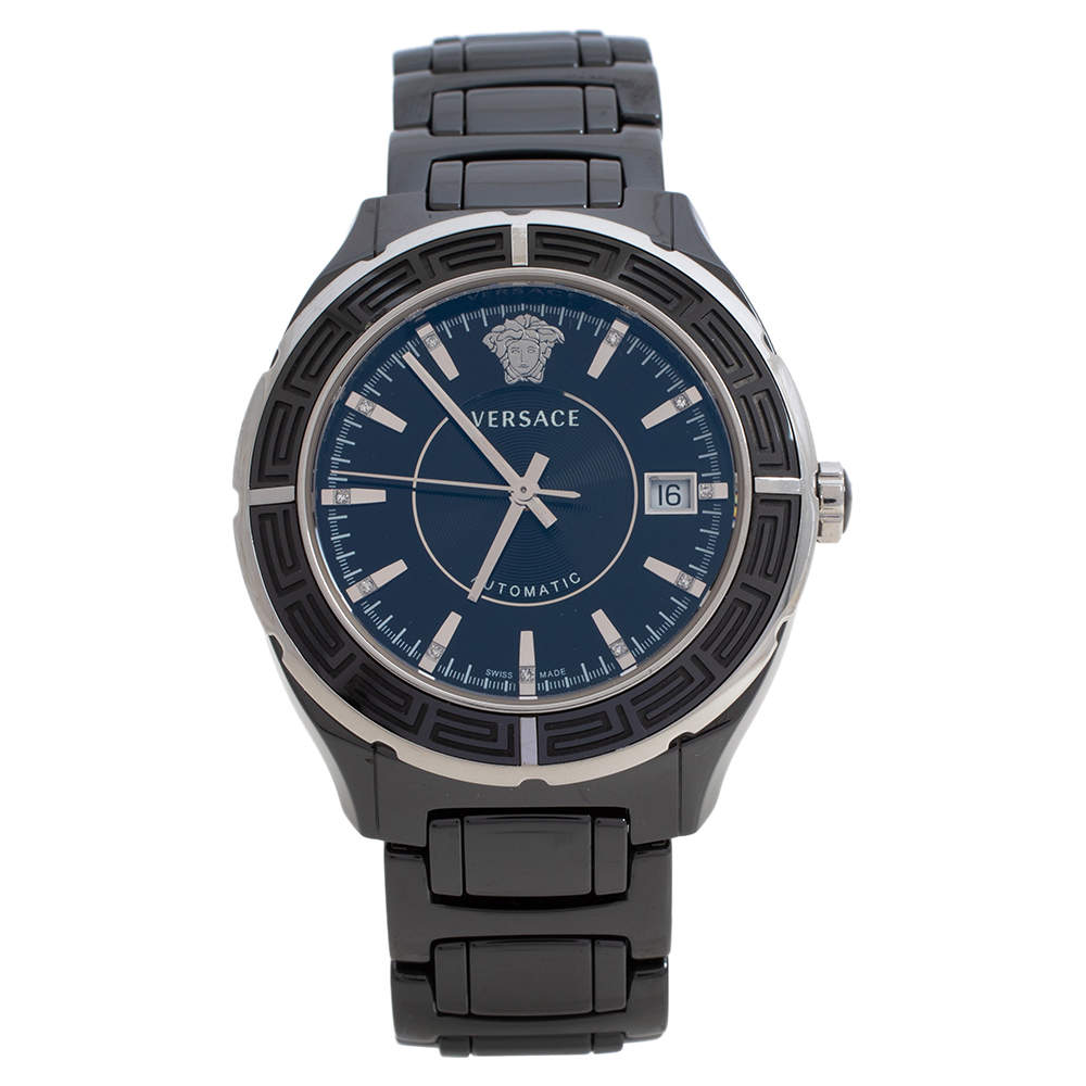 Versace Black Ceramic Stainless Steel DV One 02A Men's Wristwatch 40 mm