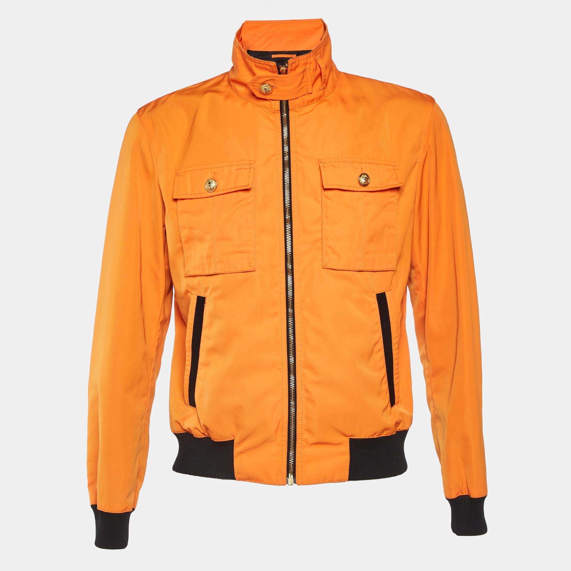 Versus Versace Orange Synthetic Bomber Jacket L