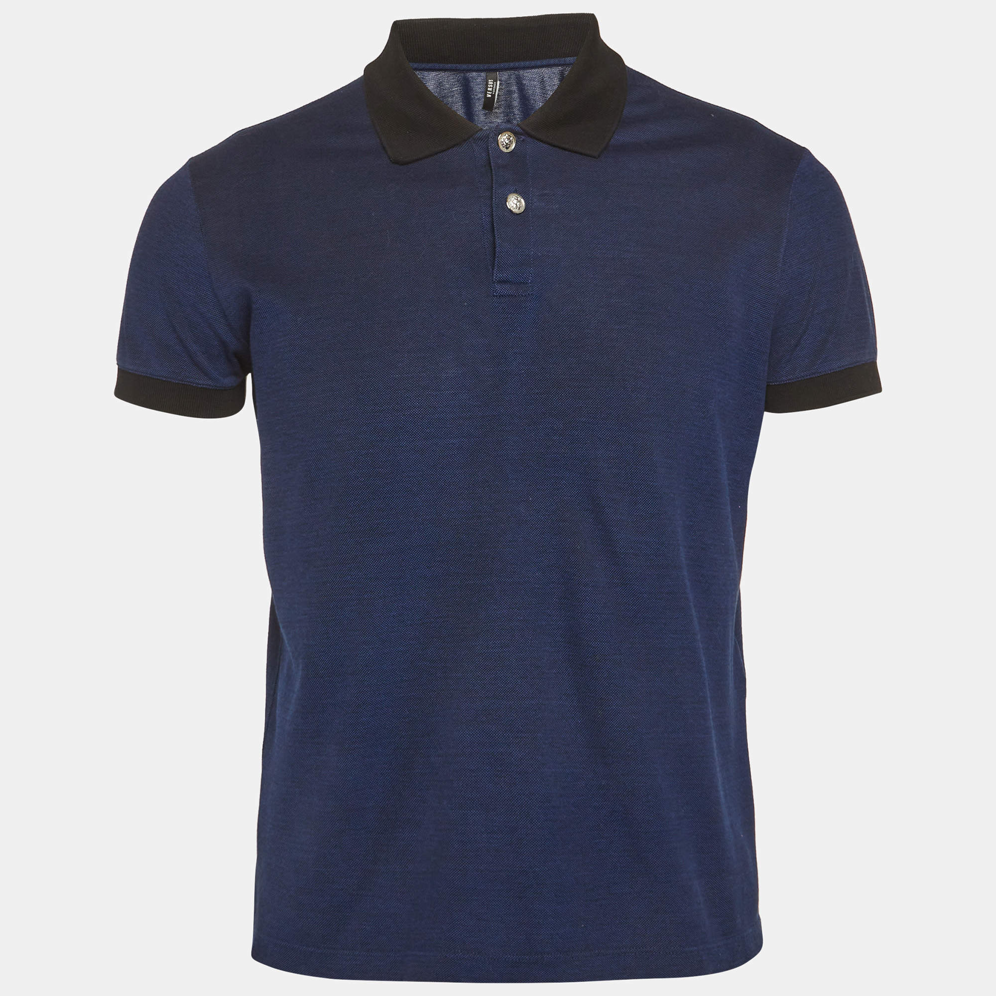 Pre Owned Versus Versace Blue Pique Polo T-Shirt M