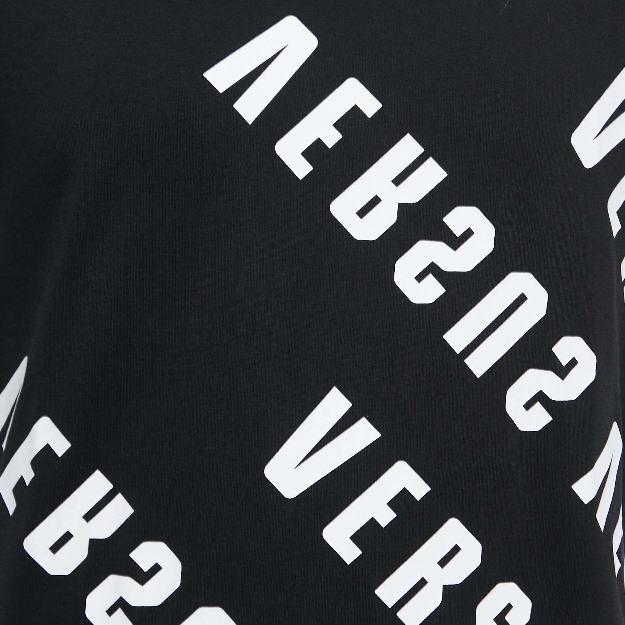 Pre Owned Versus Versace Black Logo Print Cotton Crew Neck T-Shirt S