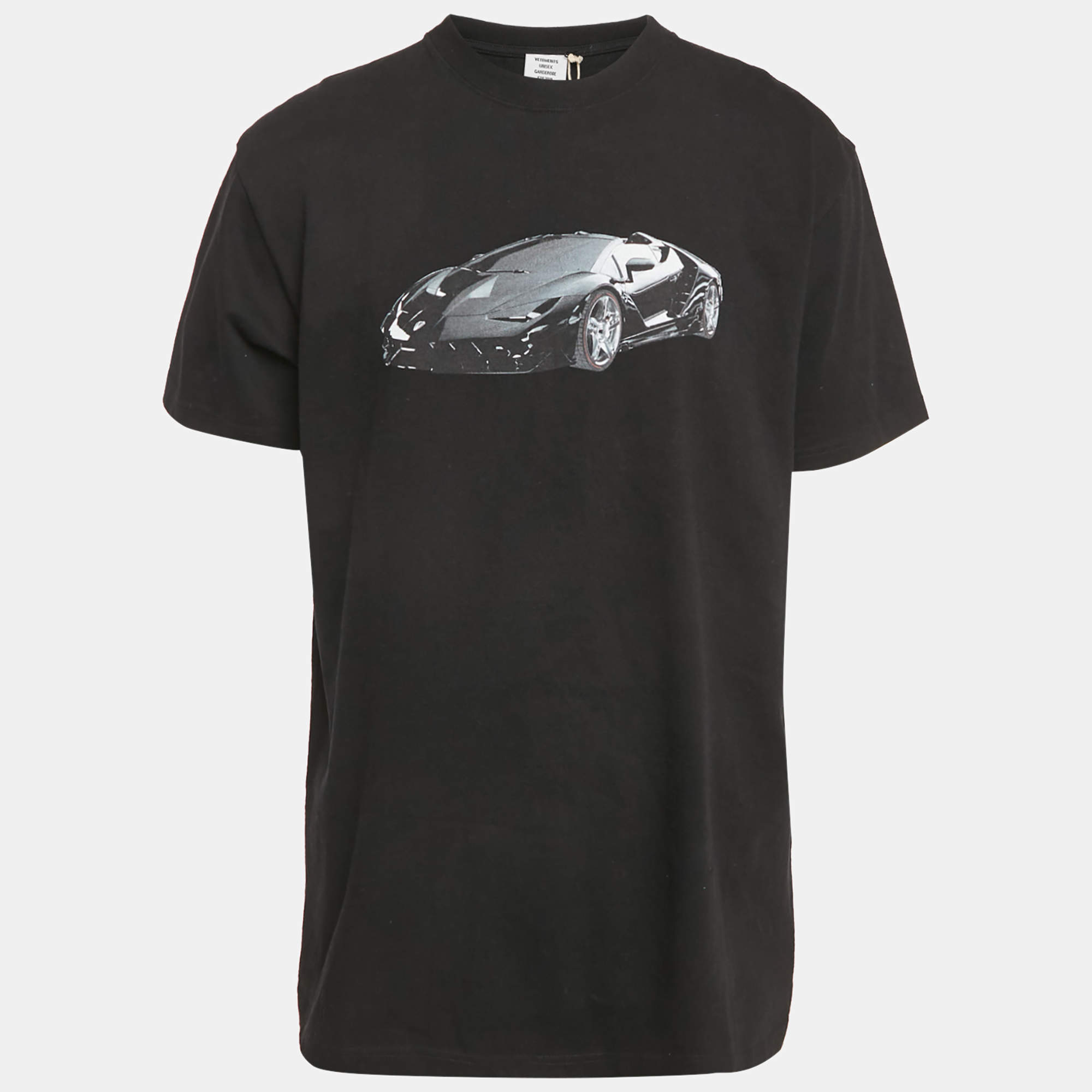 Vetements Black Super Car Print Cotton Crew Neck Oversized T-Shirt S
