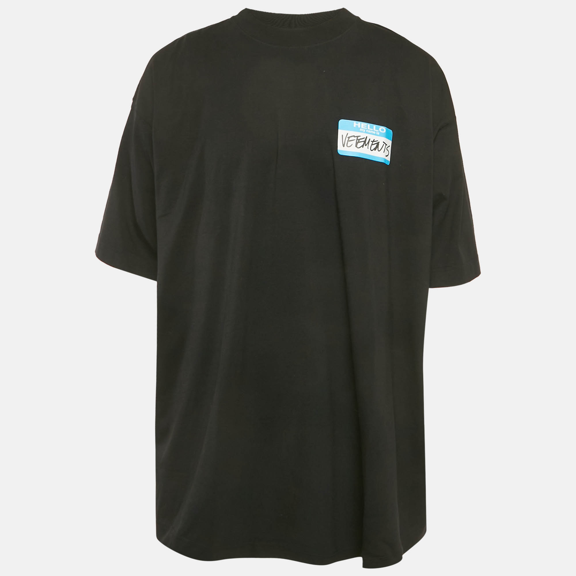 مملوكة مسبقًا Vetements Limited Edition Unisex Black Printed Jersey Oversized T-Shirt M