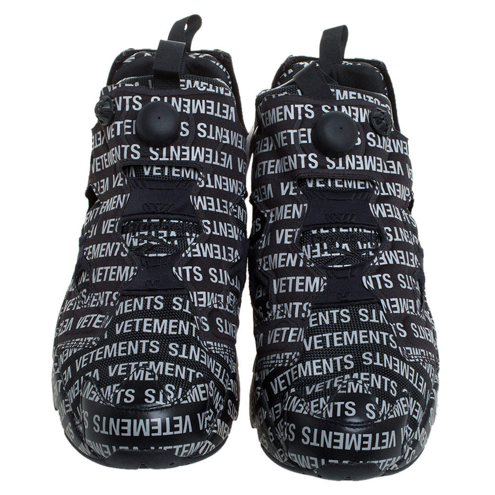 Vetements x Reebok Black/White Monogram Nylon And Fabric Instapump Fury  Sneakers Size 42 Vetements