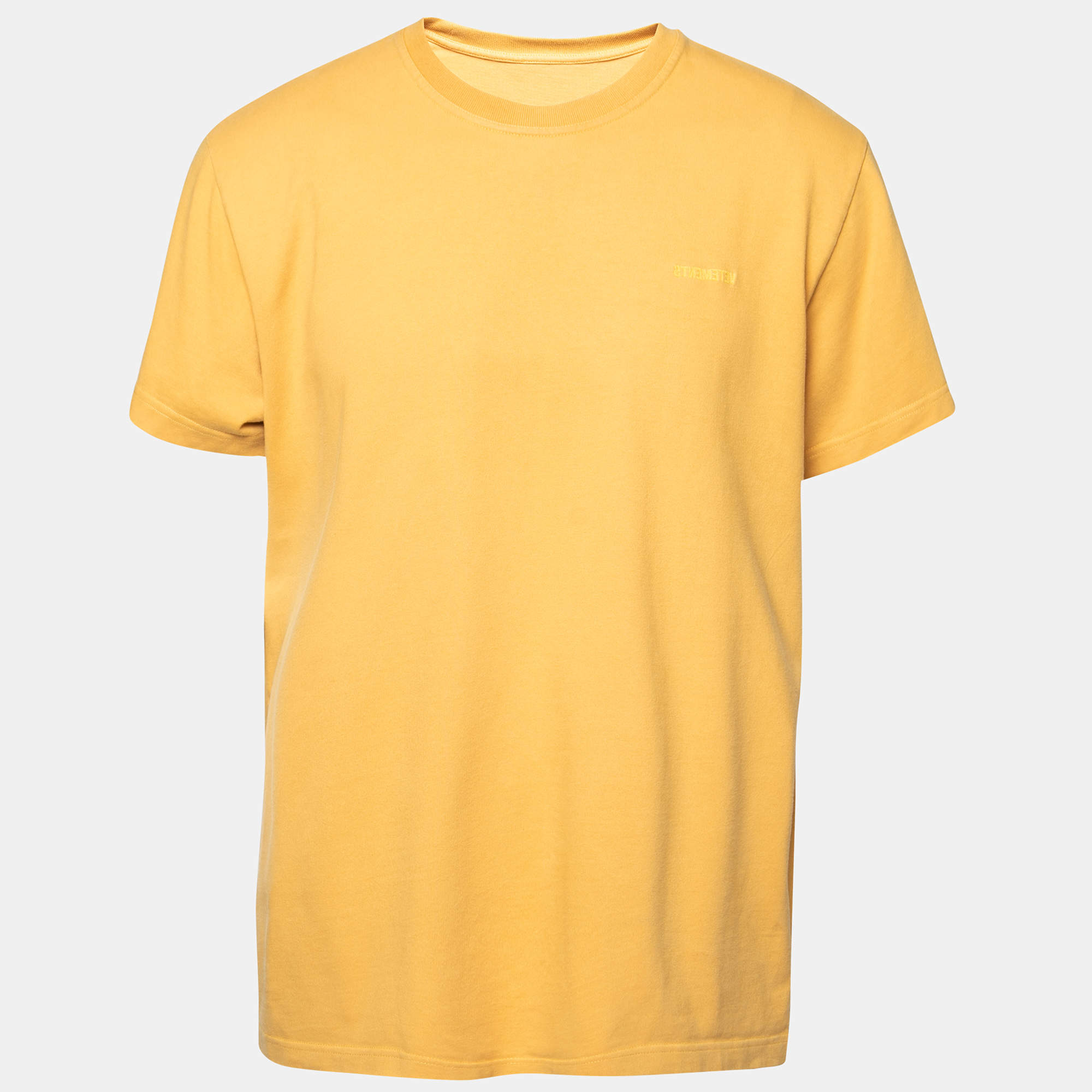 Pre Owned Vetements Yellow Cotton Inside-Out Oversized T-Shirt L