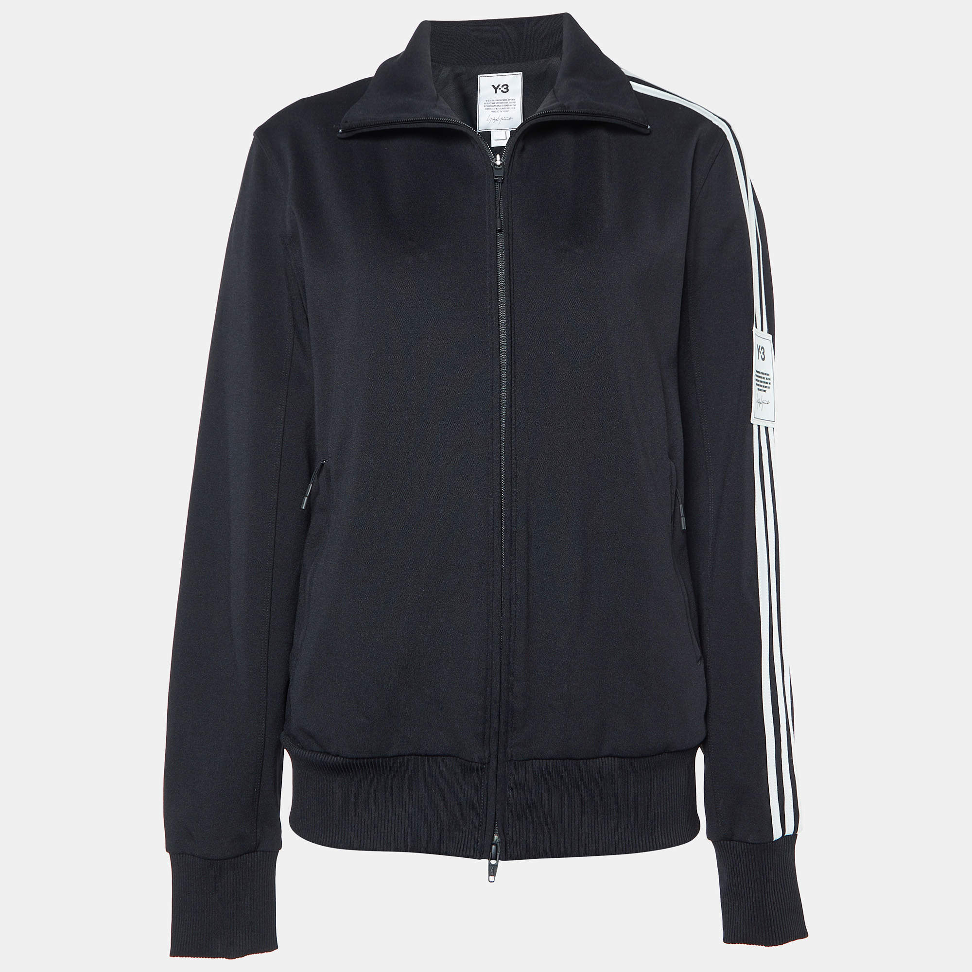 Y-3 Black Jersey Contrast Trim Track Jacket S