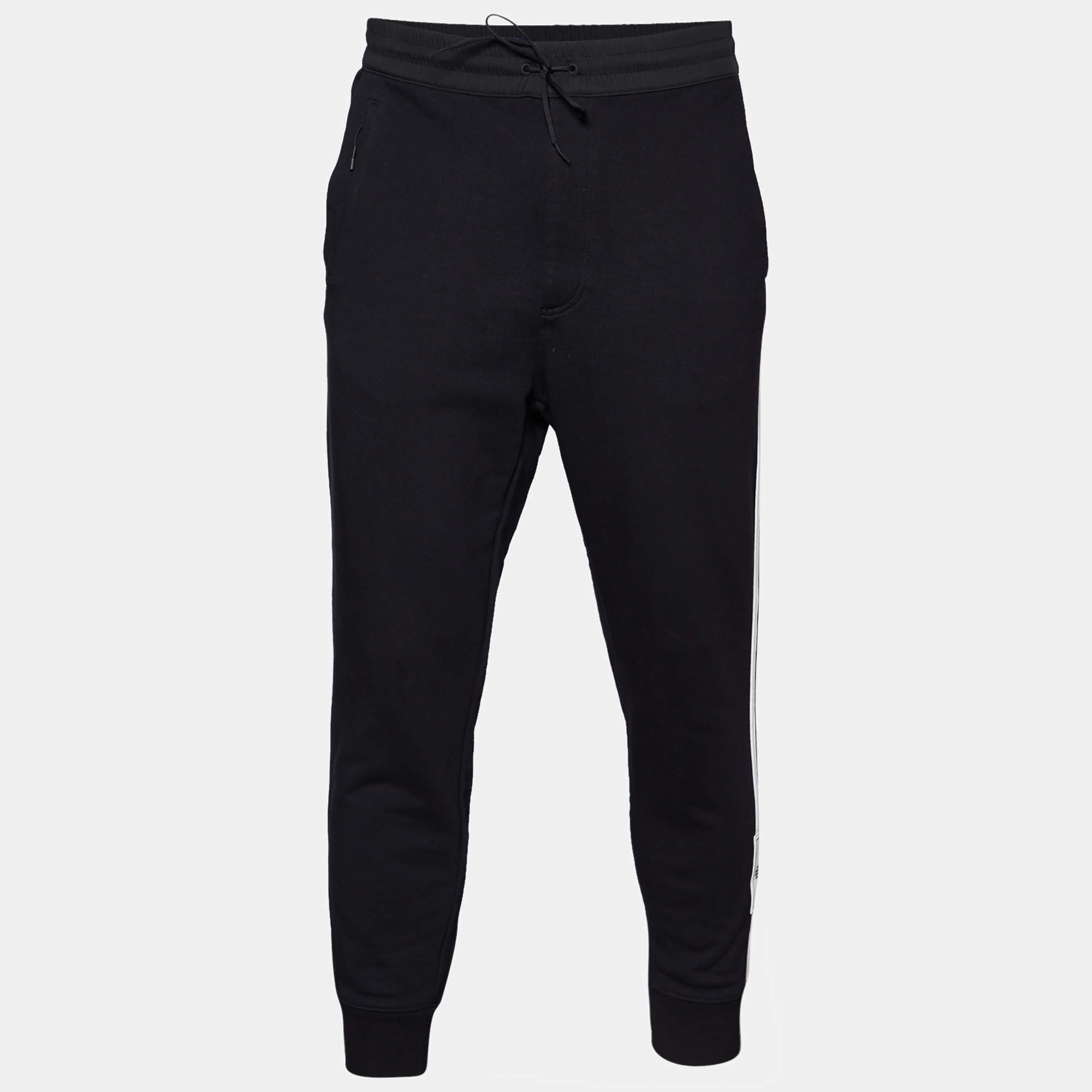 Y-3 Black Cotton Knit Contrast Detail Joggers S