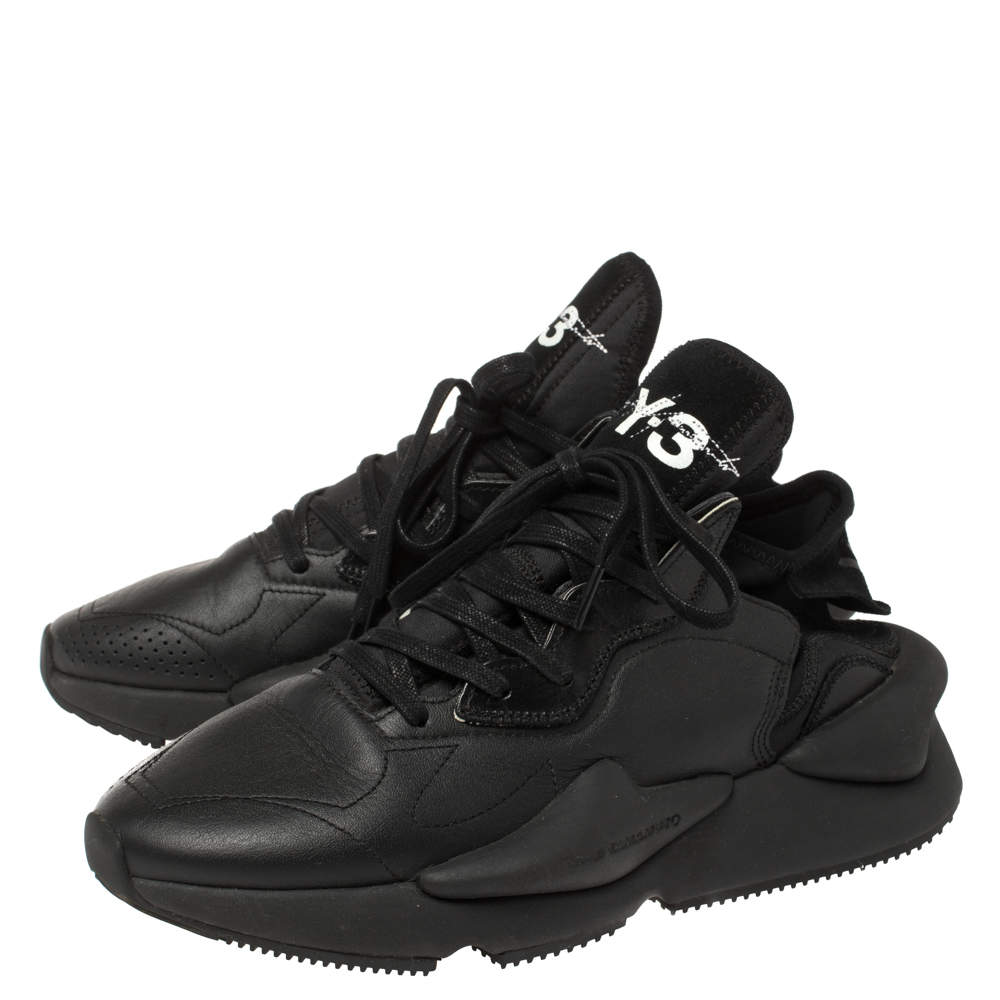 hemel Verouderd Geniet Adidas Y-3 Black Leather and Fabric Kaiwa Sneakers Size 42 Y-3 | TLC