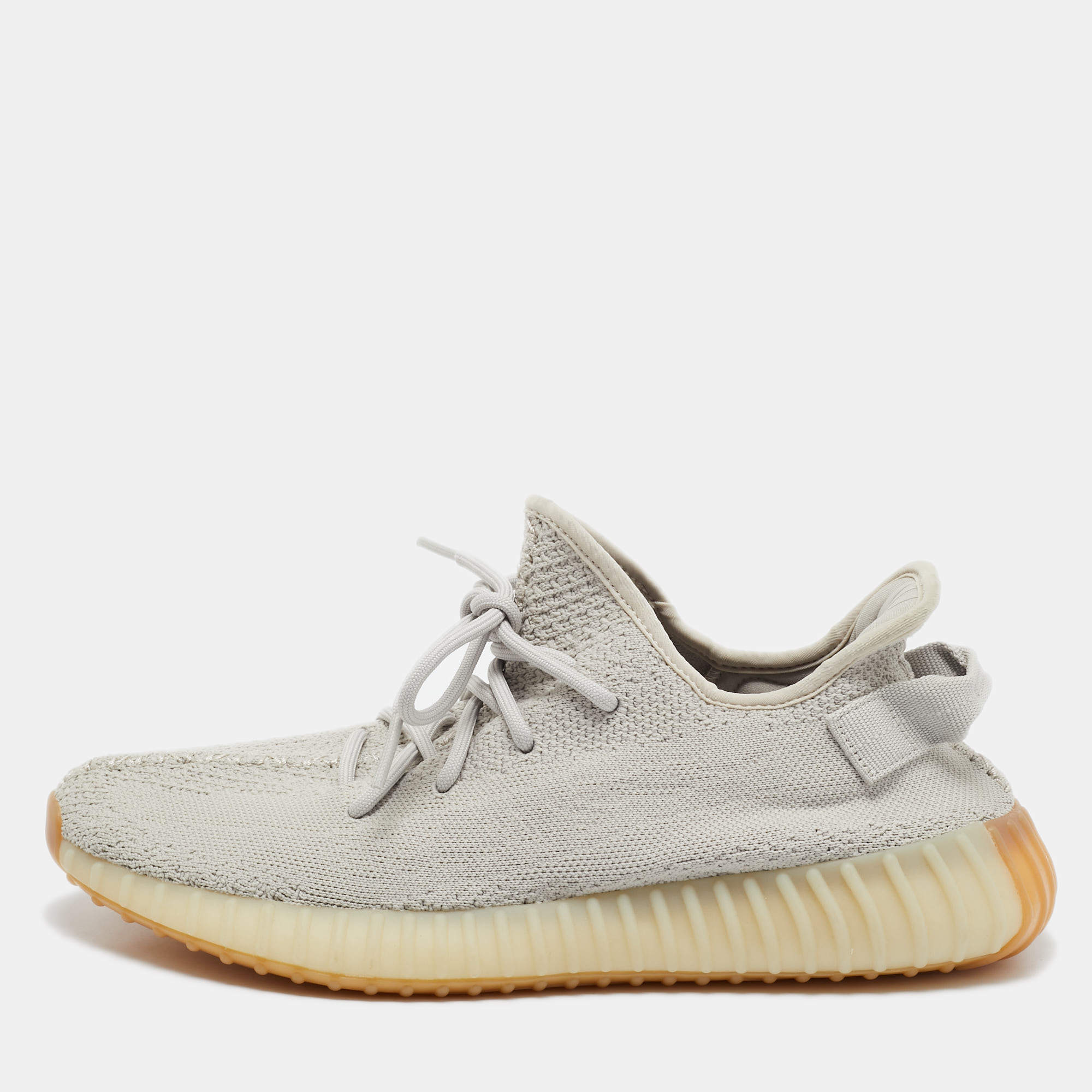 Yeezy x Adidas Grey Knit Fabric Boost 350 V2 Sesame Sneakers Size 451/3