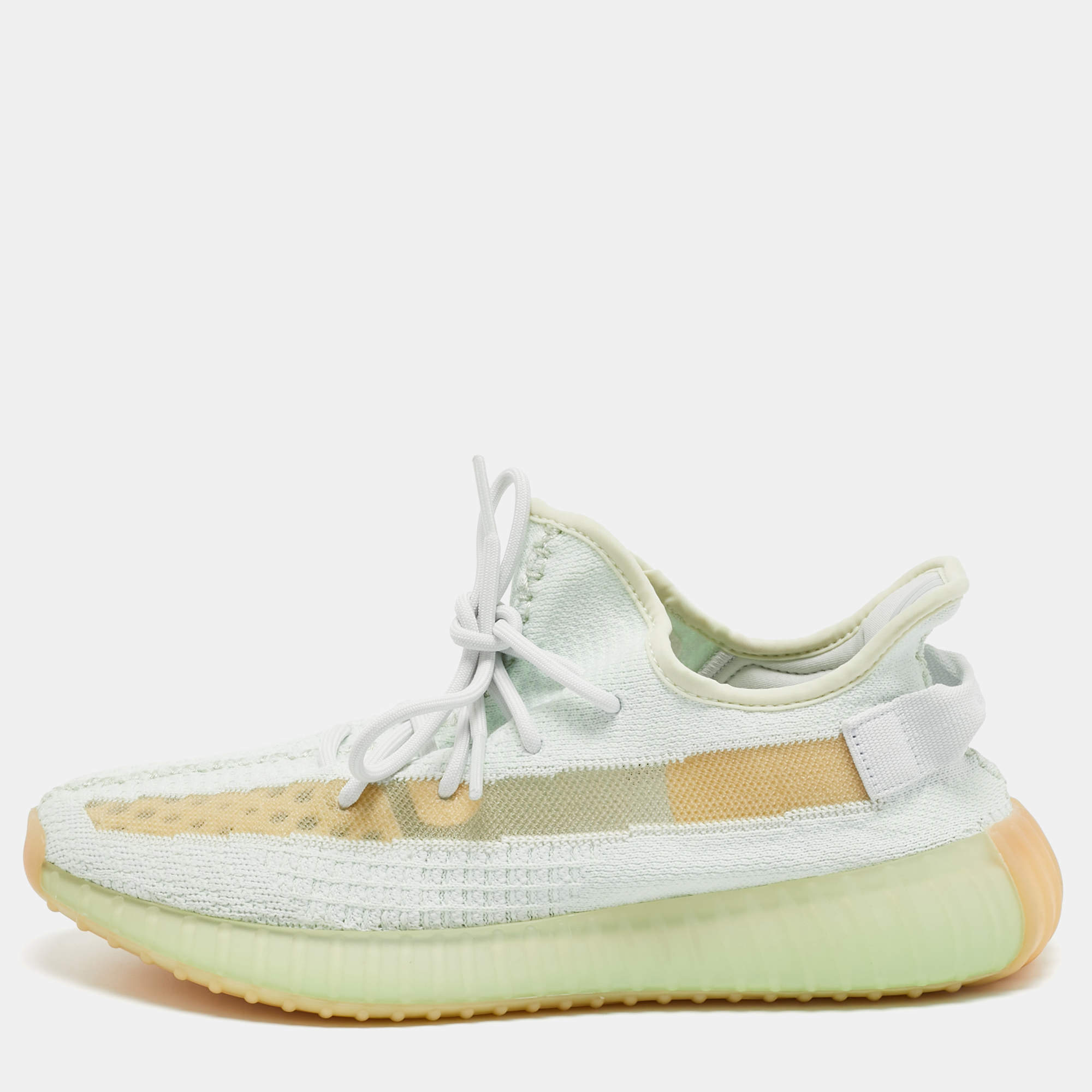 Yeezy x Adidas Green Knit Fabric Boost 350 V2 "GID' Glow Sneakers Size 44 2/3
