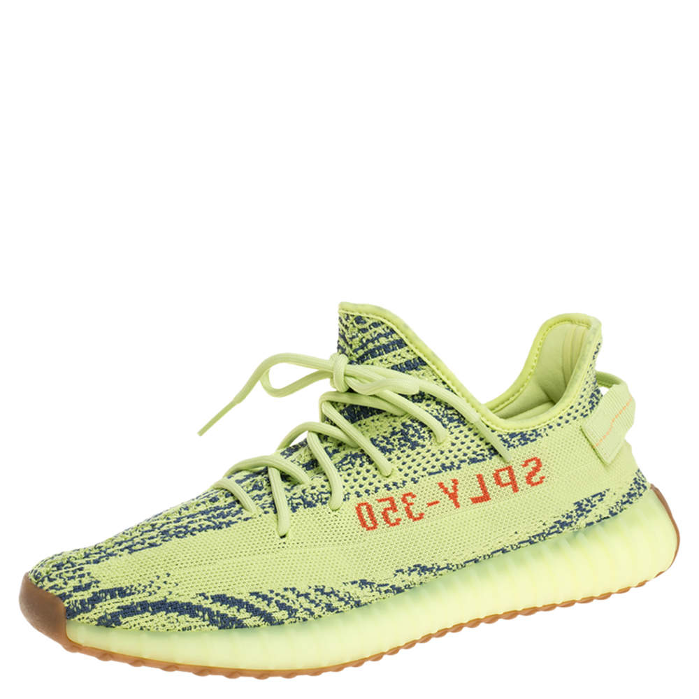 Yeezy x Adidas Green Cotton Knit Semi Frozen Boost 350 V2 Sneakers Size 47 1/3