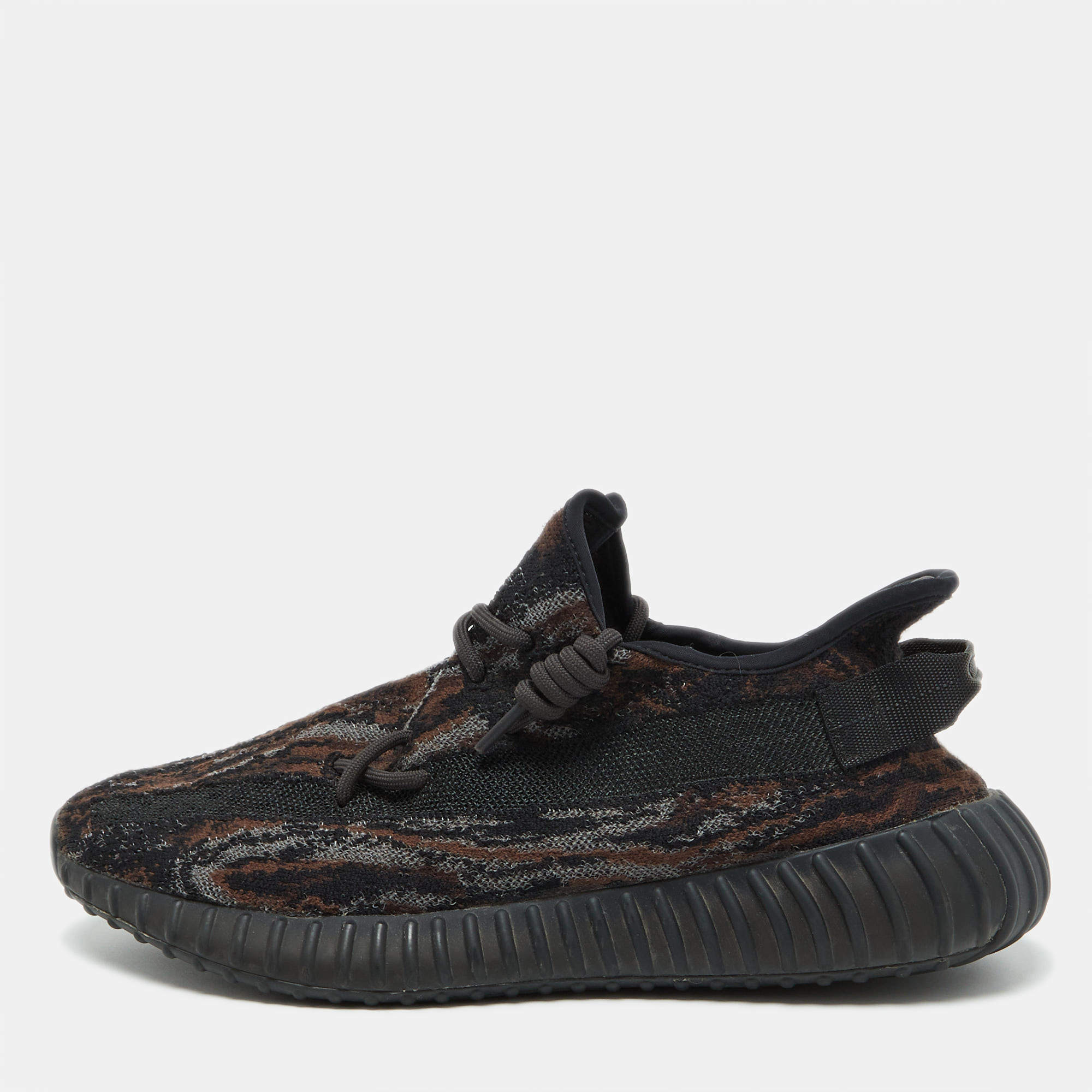 Yeezy x Adidas Black/Brown Knit Fabric Boost 350 V2 MX Rock Sneakers Size 45 1/3