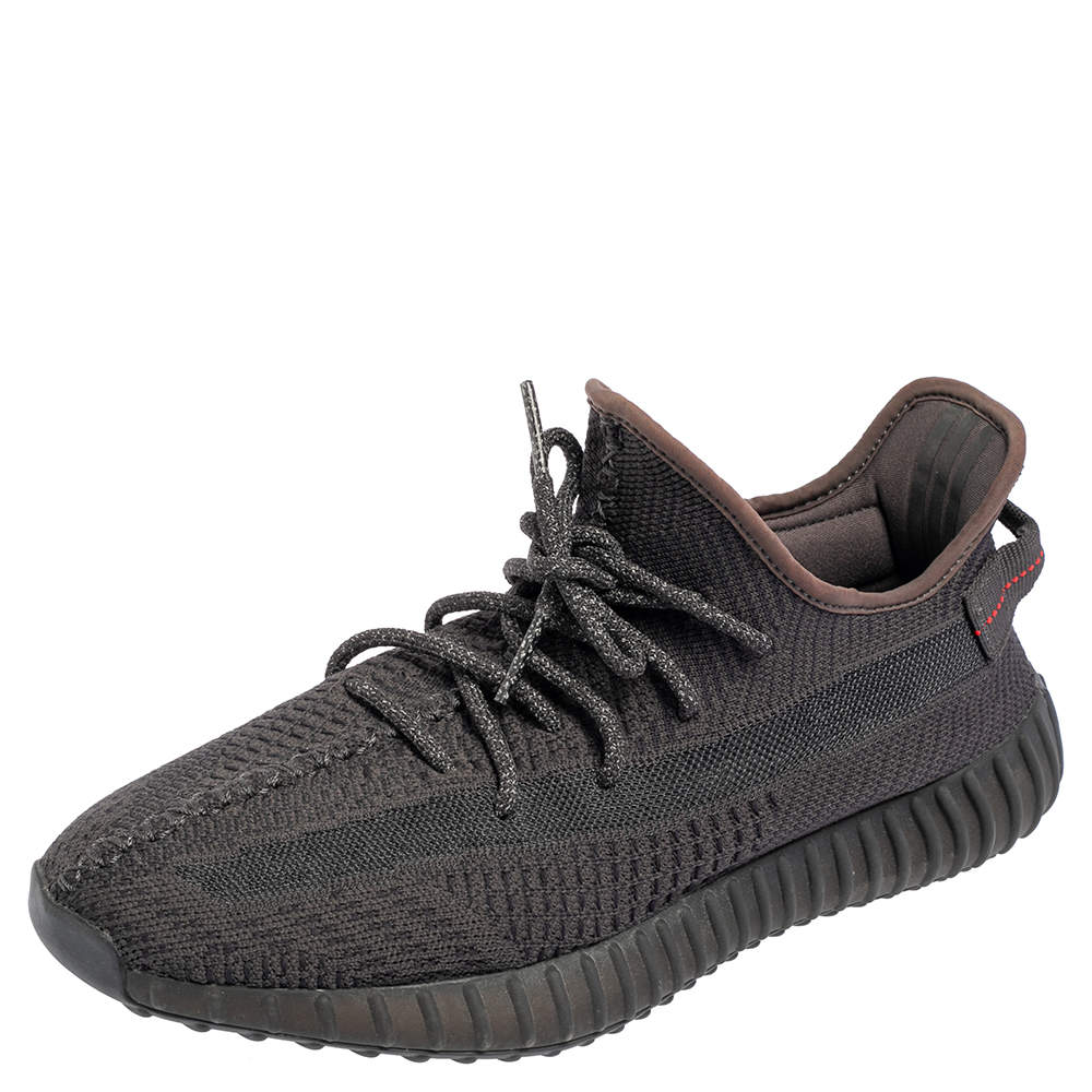 Yeezy x Adidas Black Knit Fabric 350 V2 Static  Non Reflective Sneakers Size 45 1/3