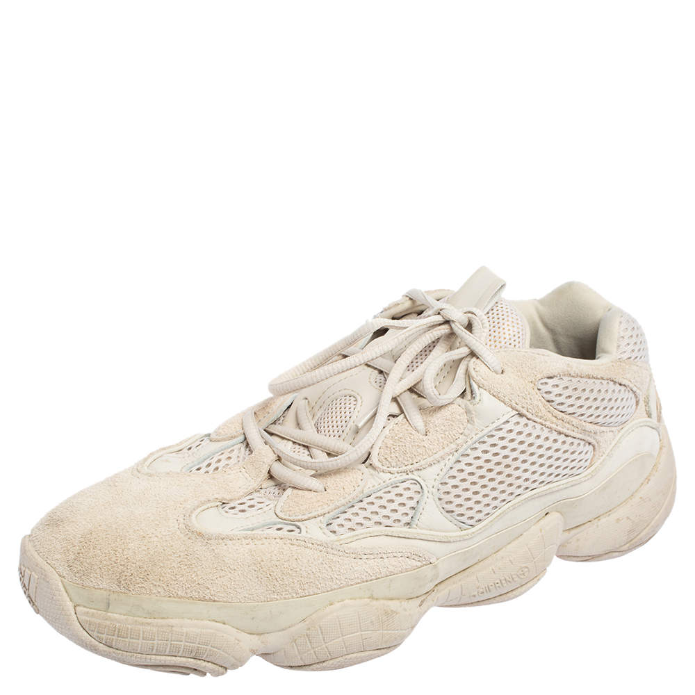 Pre Owned Yeezy x Adidas Beige Mesh And Suede 500 Taupe Light Sneakers Size FR 45 1/3