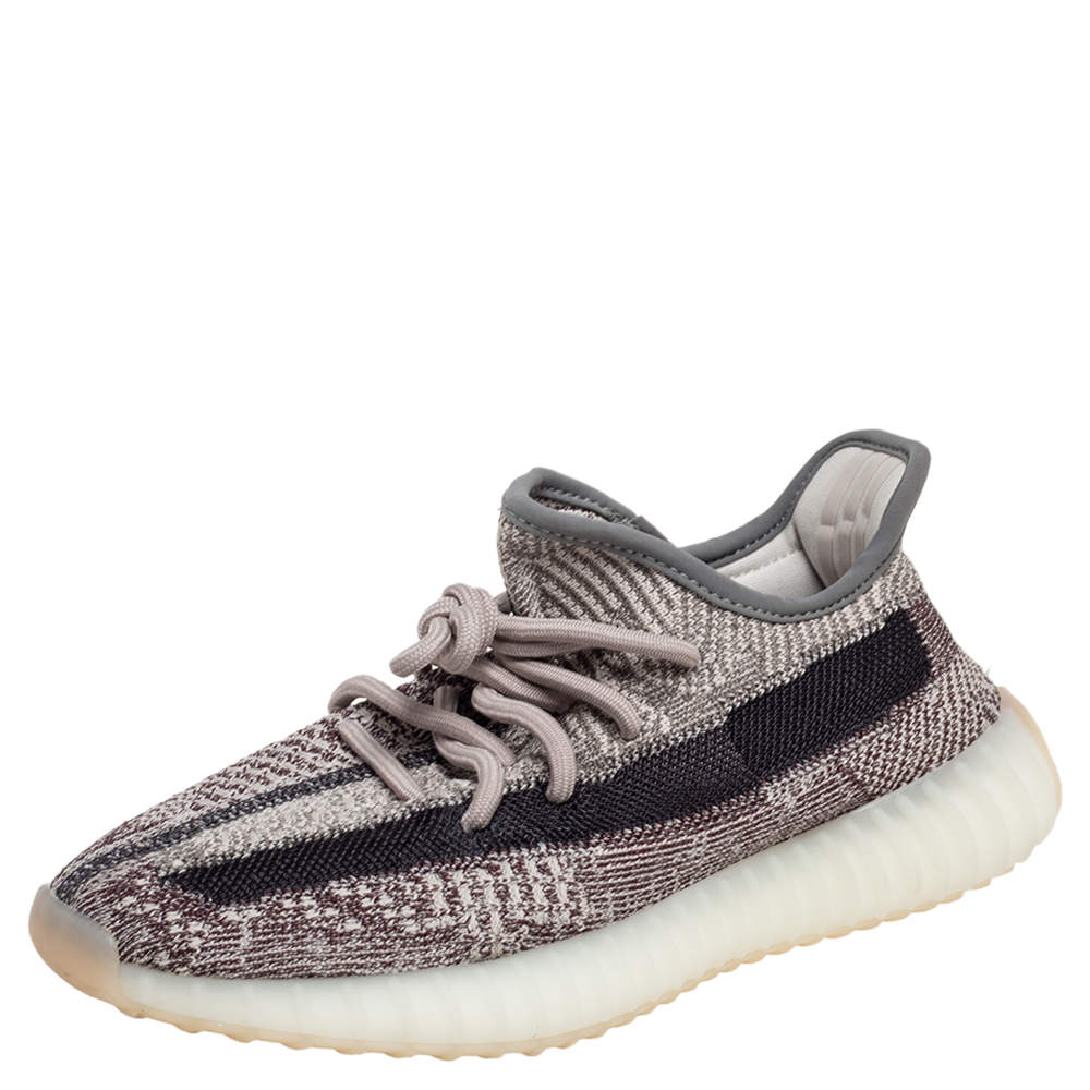 Yeezy x Adidas Grey/Brown Knit Fabric And Mesh Boost 350 V2 Zyon Sneakers Size 371/3