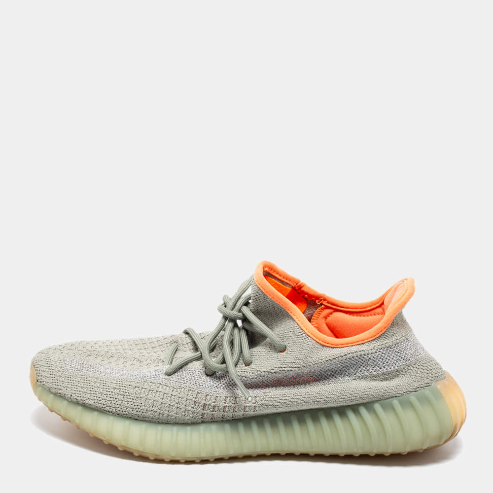Yeezy x adidas Grey Knit Fabric Boost 350 V2 Desert Sage Reflective Sneakers Size 43 2/3