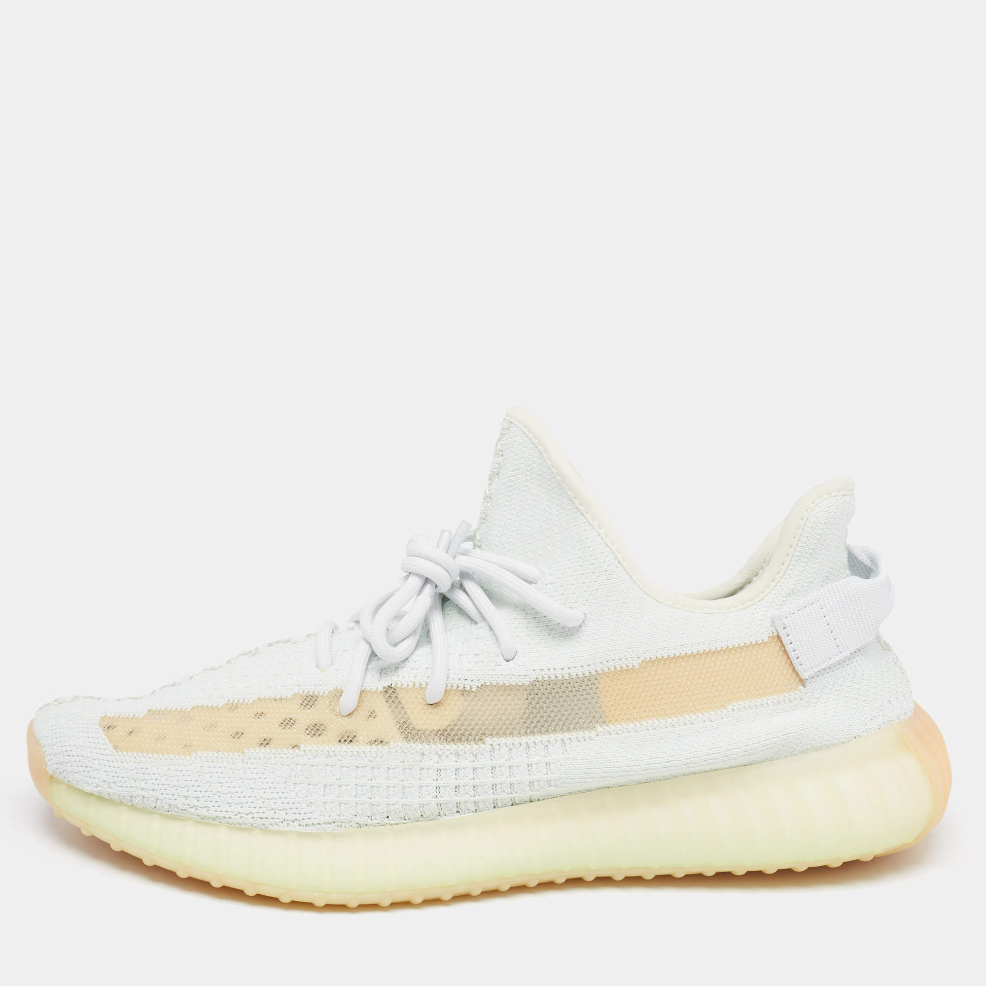 Yeezy x Adidas Light Green Knit Fabric Boost 350 V2 Hyperspace Sneakers Size 46