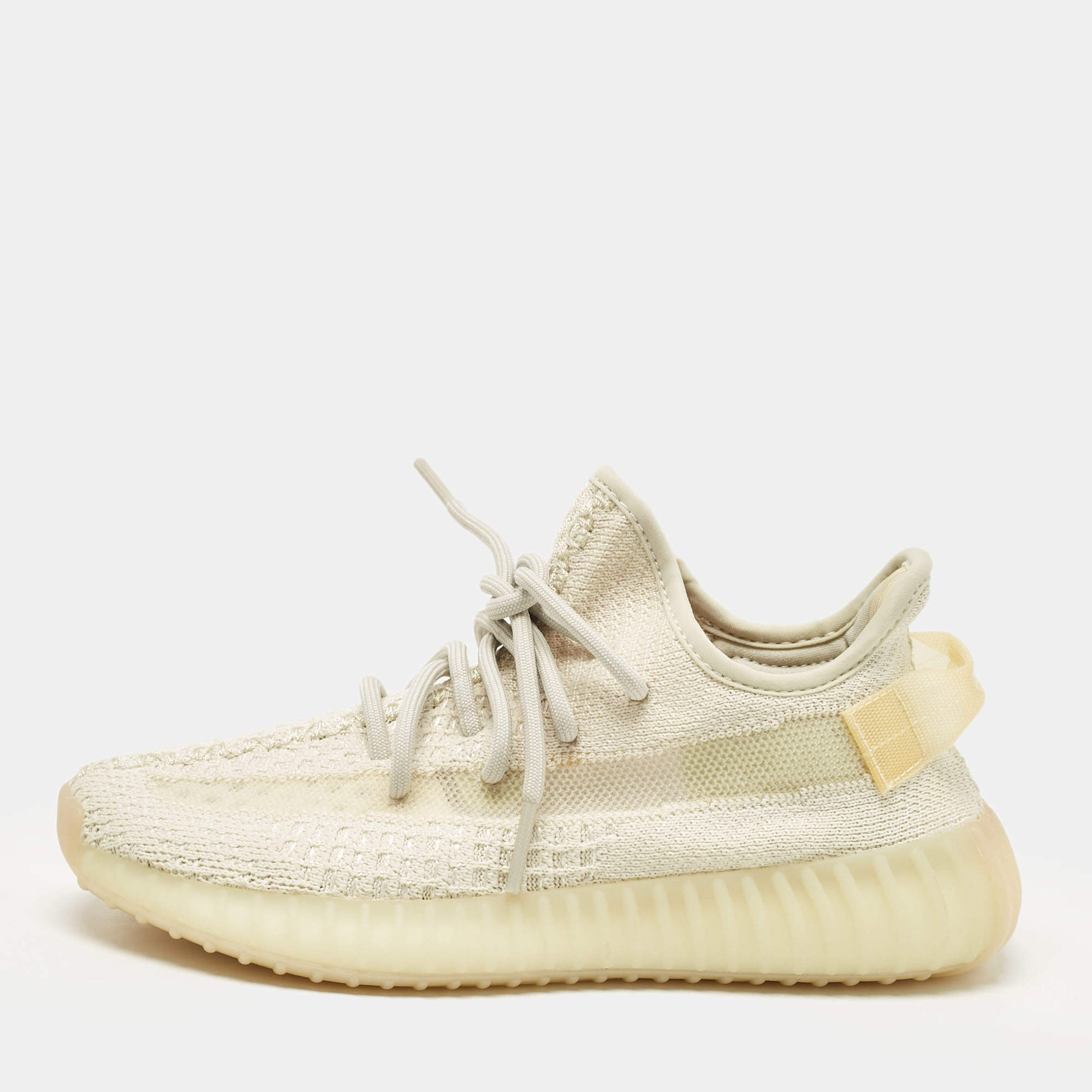 Yeezy x Adidas Off White Knit Fabric Boost 350 V2 Light Sneakers Size 38