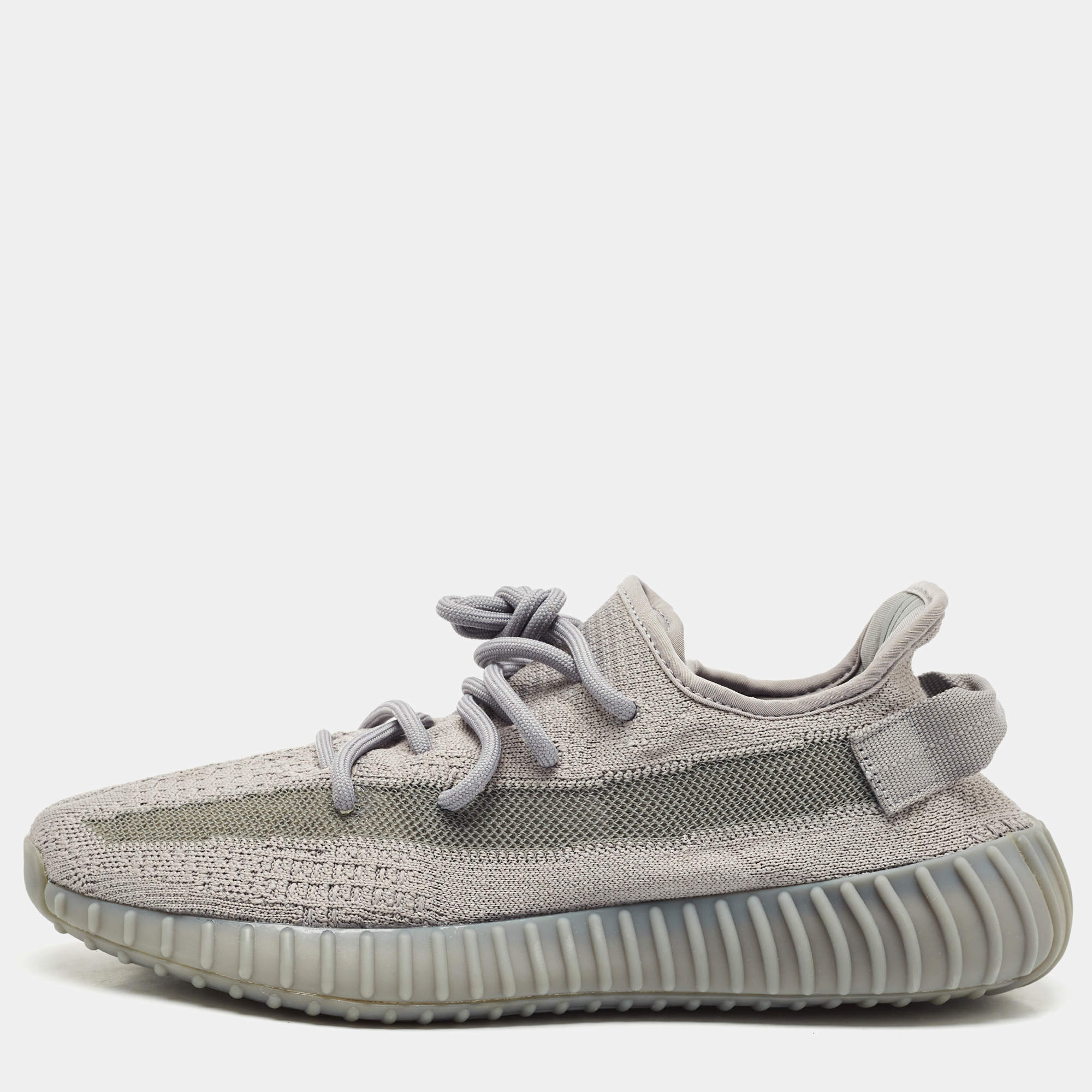 Pre Owned Yeezy x Adidas Grey Knit Fabric Boost 350 V2 Steel Grey Sneakers Size 42 2/3