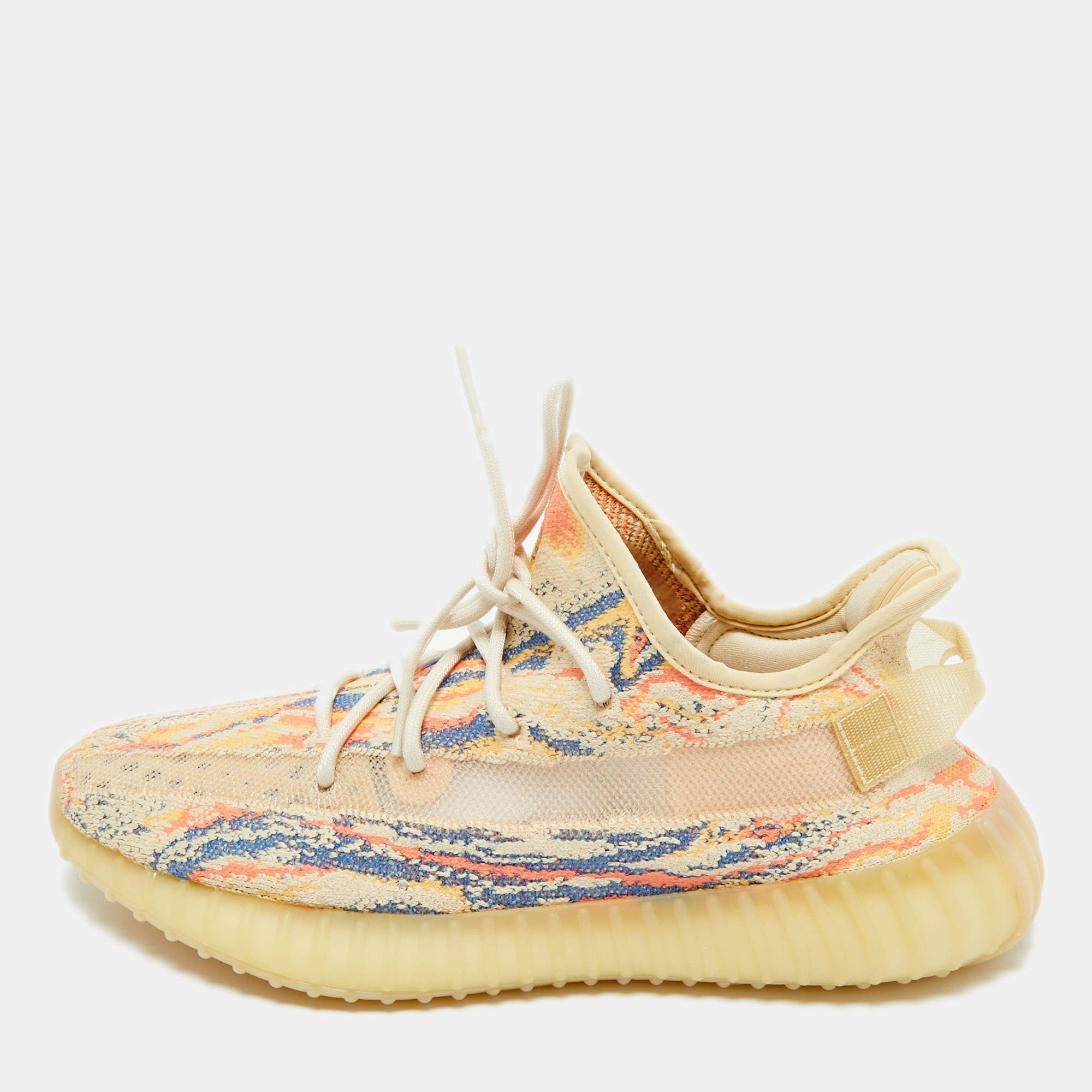 Pre Owned Yeezy x Adidas Multicolor Knit Fabric Boost 350 V2 MX Oat Sneakers Size 44