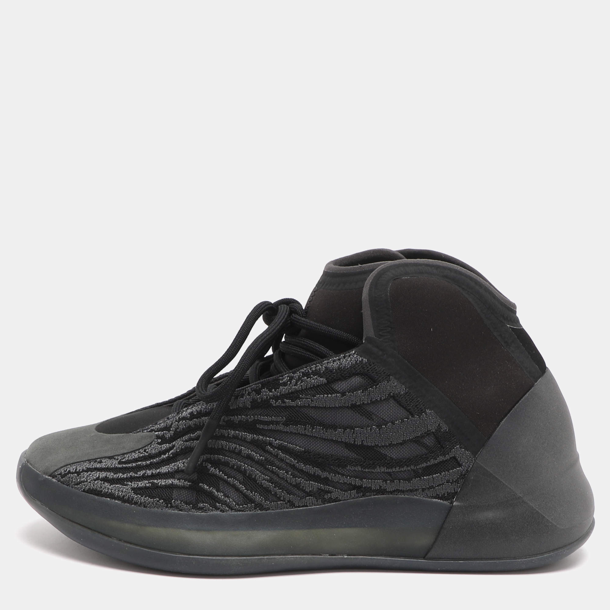 مملوكة مسبقًا Yeezy x Adidas QNTM Onyx Size 44 Black Neoprene and Mesh High Top Sneakers