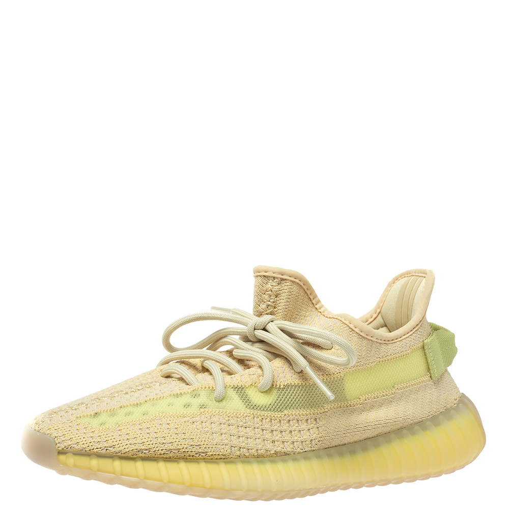 Pre Owned Yeezy x Adidas Boost 350 V2 Cotton Knit Flax Sneakers Size 41 1/3