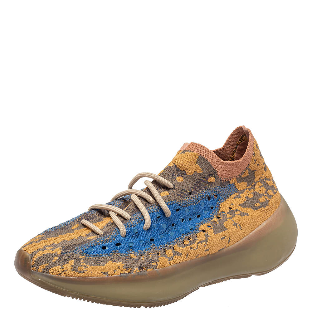 Pre Owned Yeezy x adidas Multicolor Knit Fabric Boost 380 Oat Reflective Sneakers Size 43 1/3